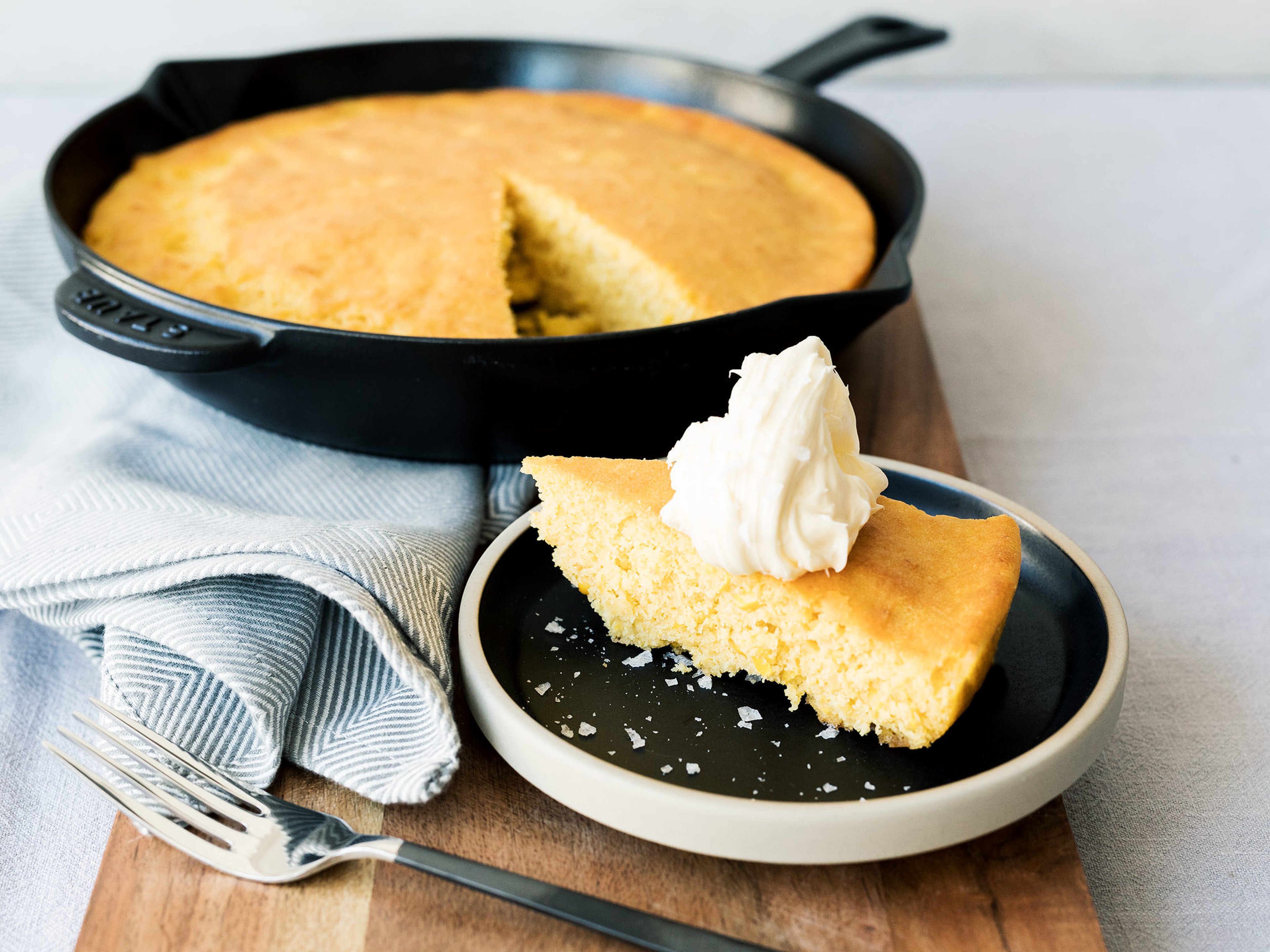 Skillet cornbread with honey butter