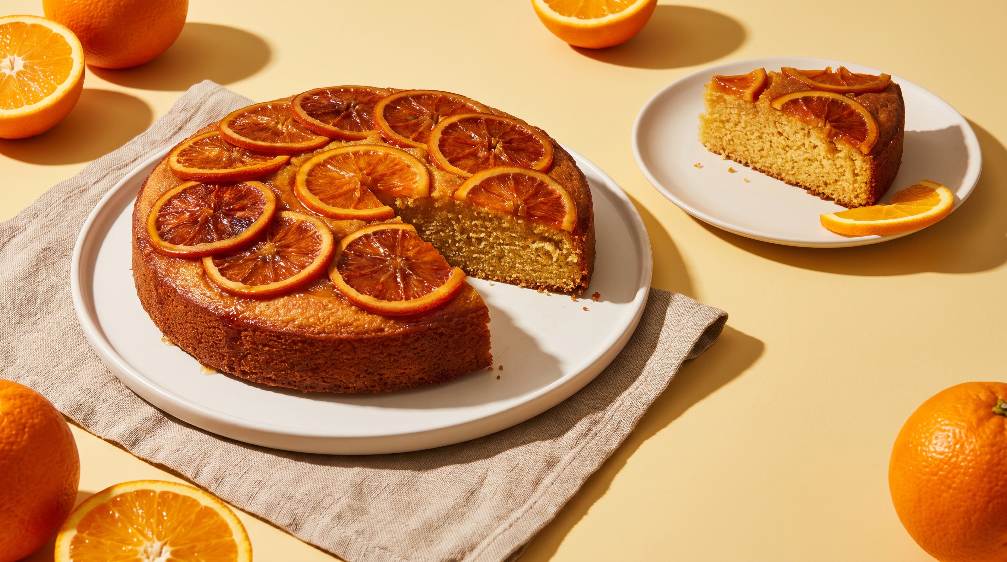 Saftiger Orangen-Grießkuchen mit Joghurt und Honig