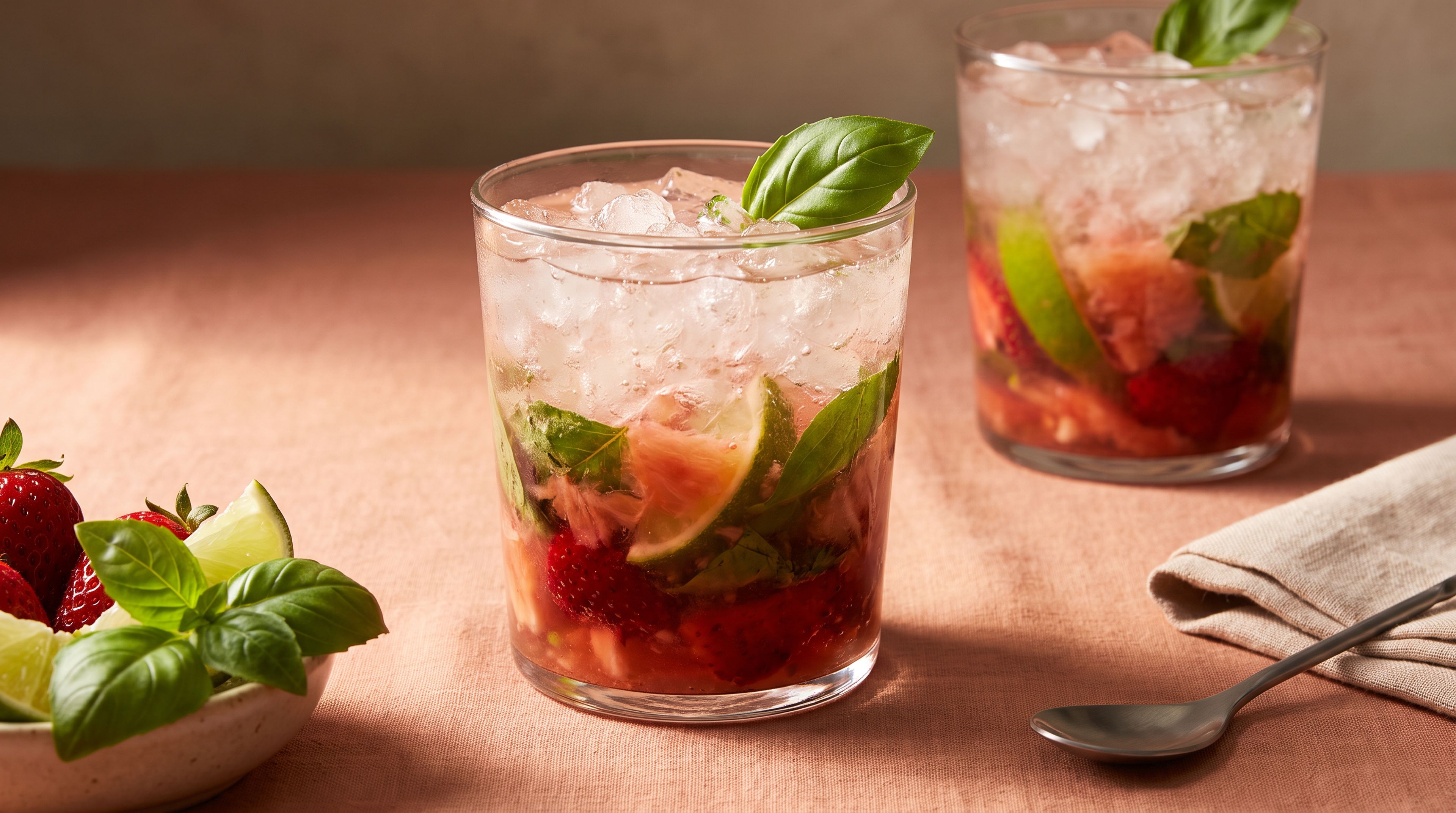 Erdbeer-Basilikum-Caipirinha