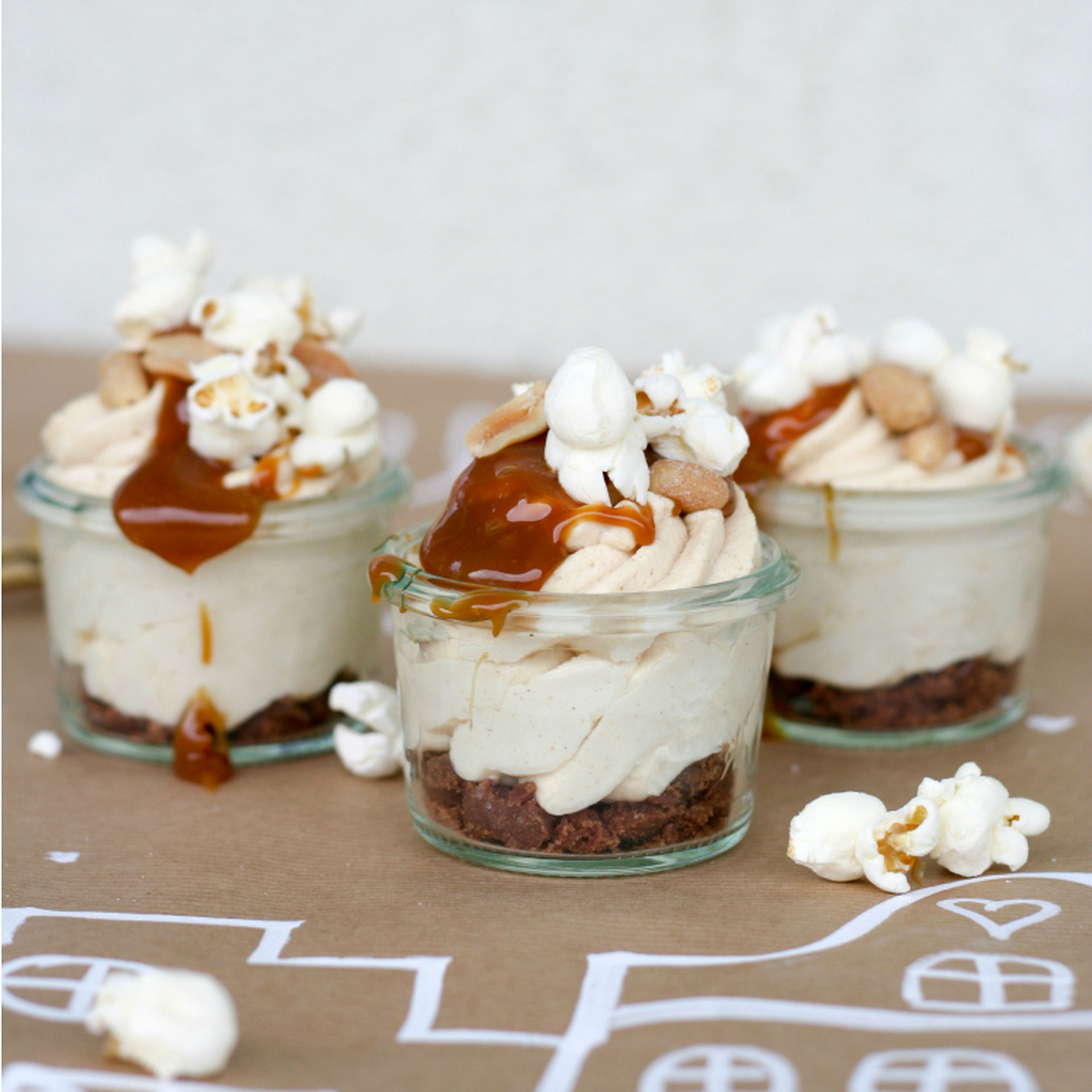 Peanut butter cheesecake in a glass