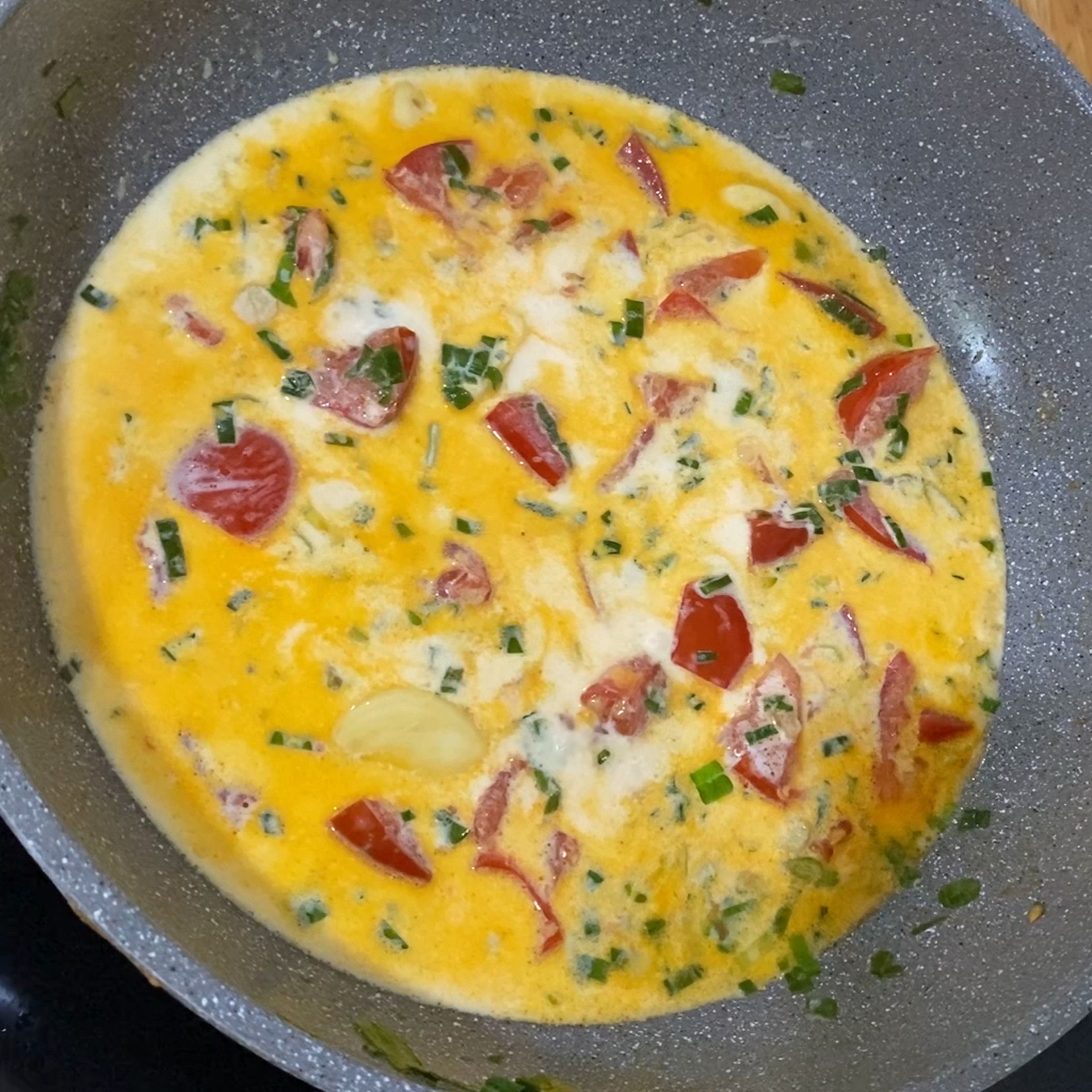 Add the cream, salt, and blackpepper