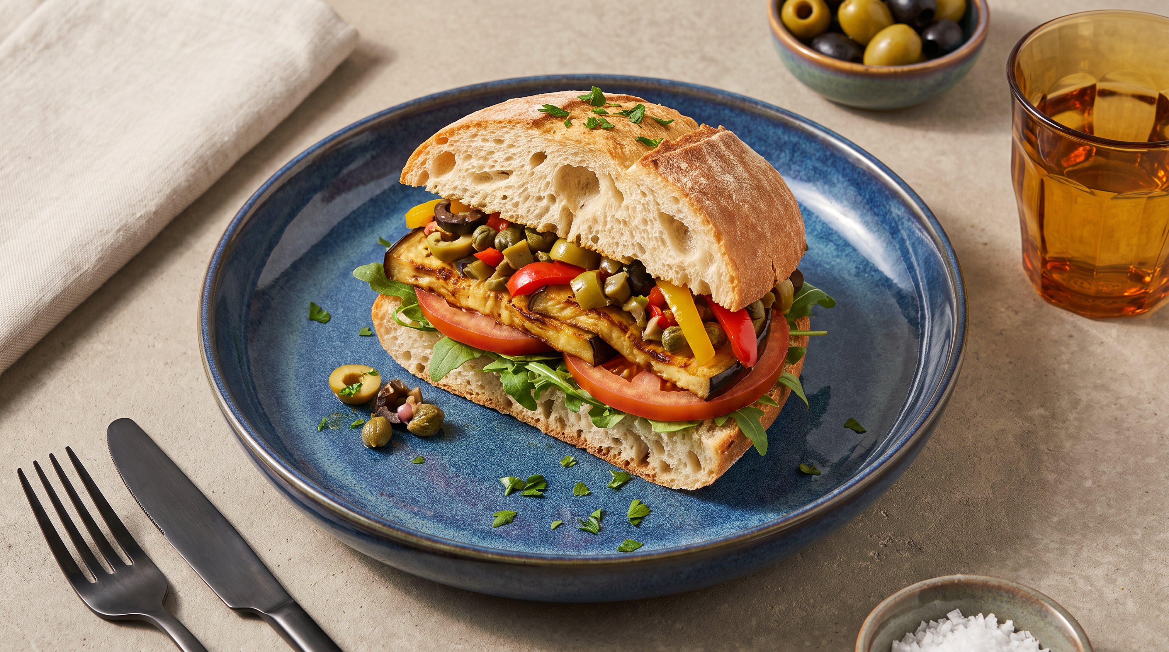 Auberginen-Muffuletta: Veganes Sandwich mit mediterraner Seele