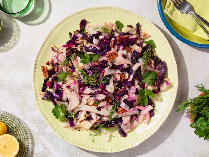 Roasted cabbage-trio salad with fresh herbs and pecans