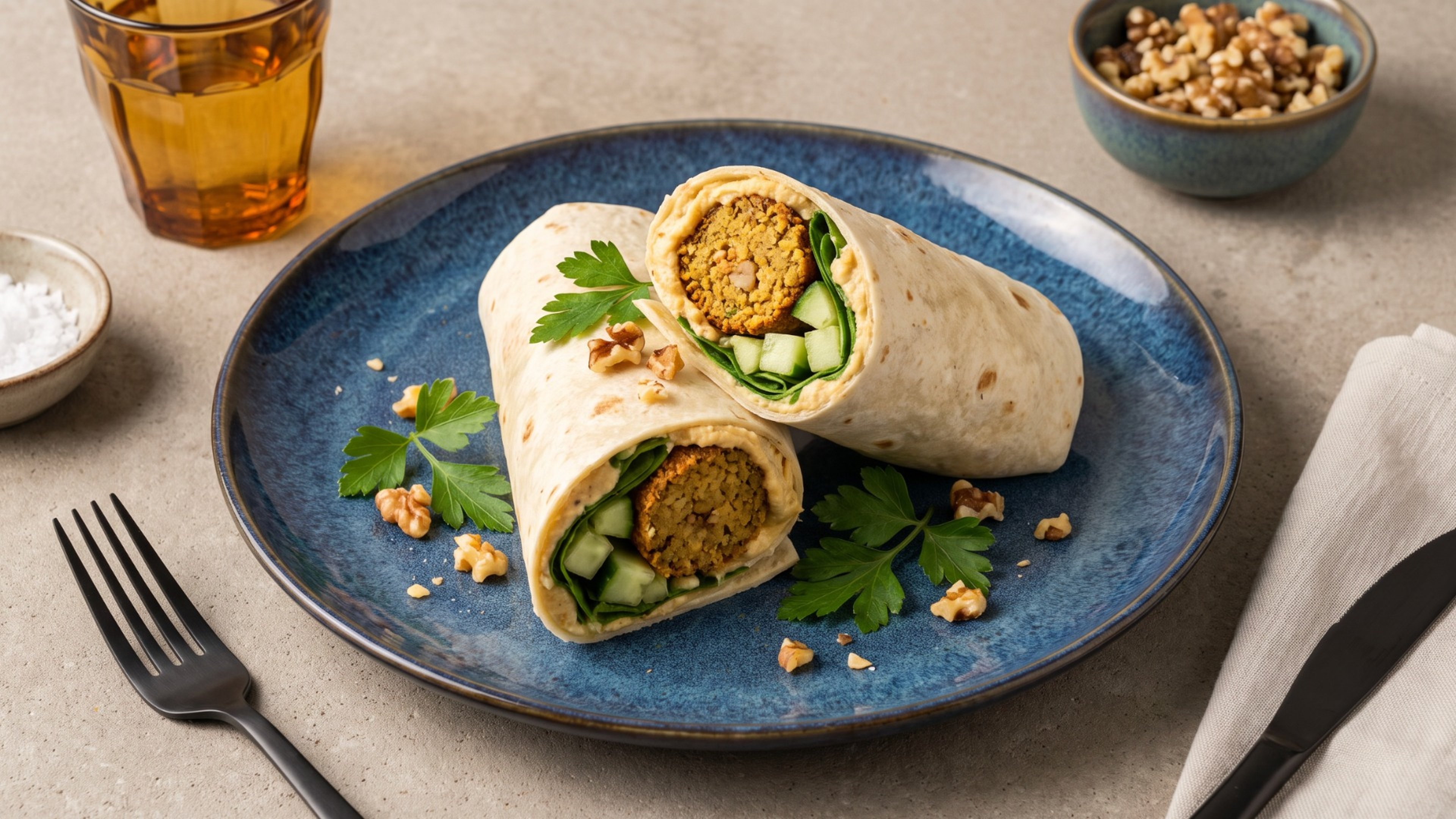 So gelingen dir aromatische Walnuss-Falafel-Wraps