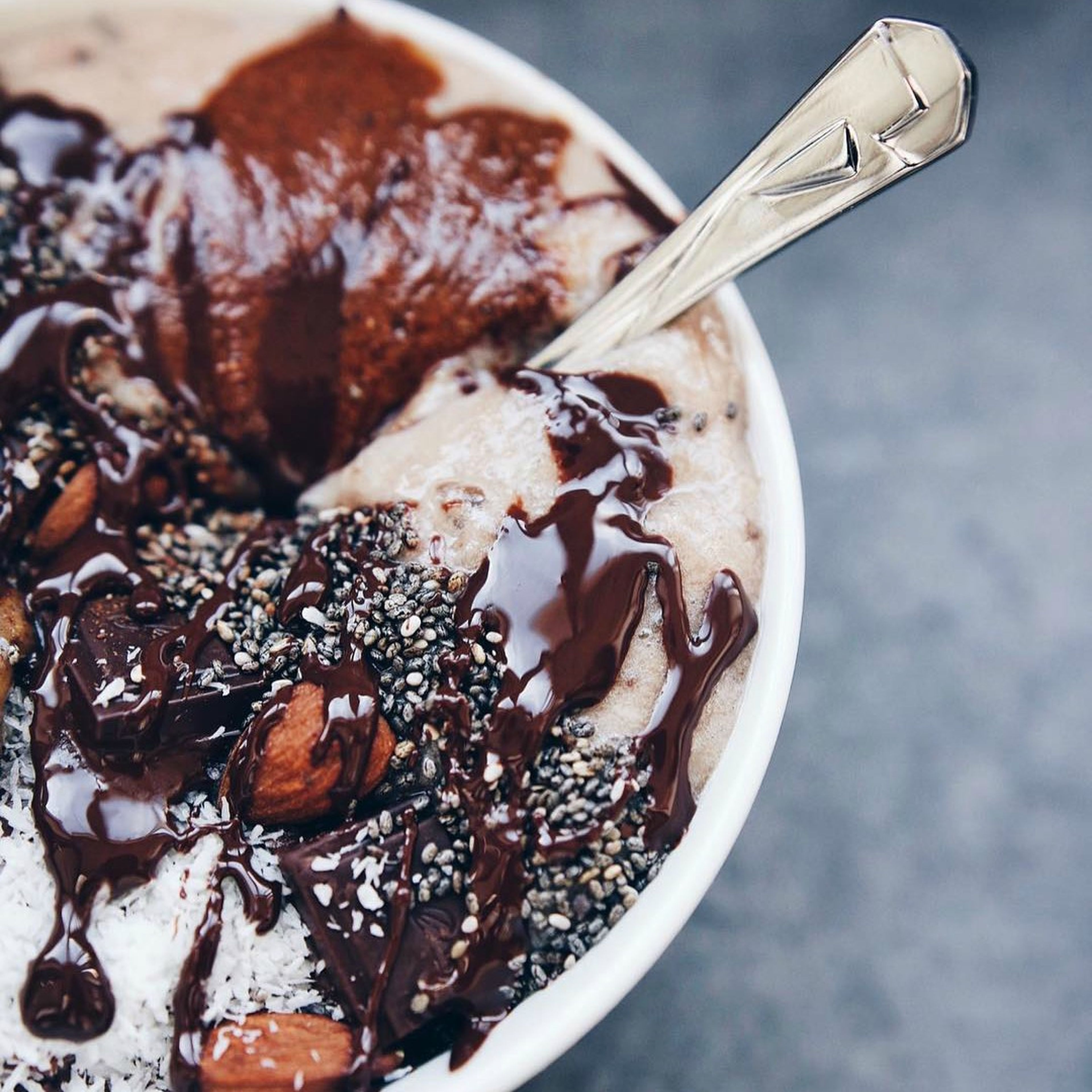 Chocolate banana bread in a bowl