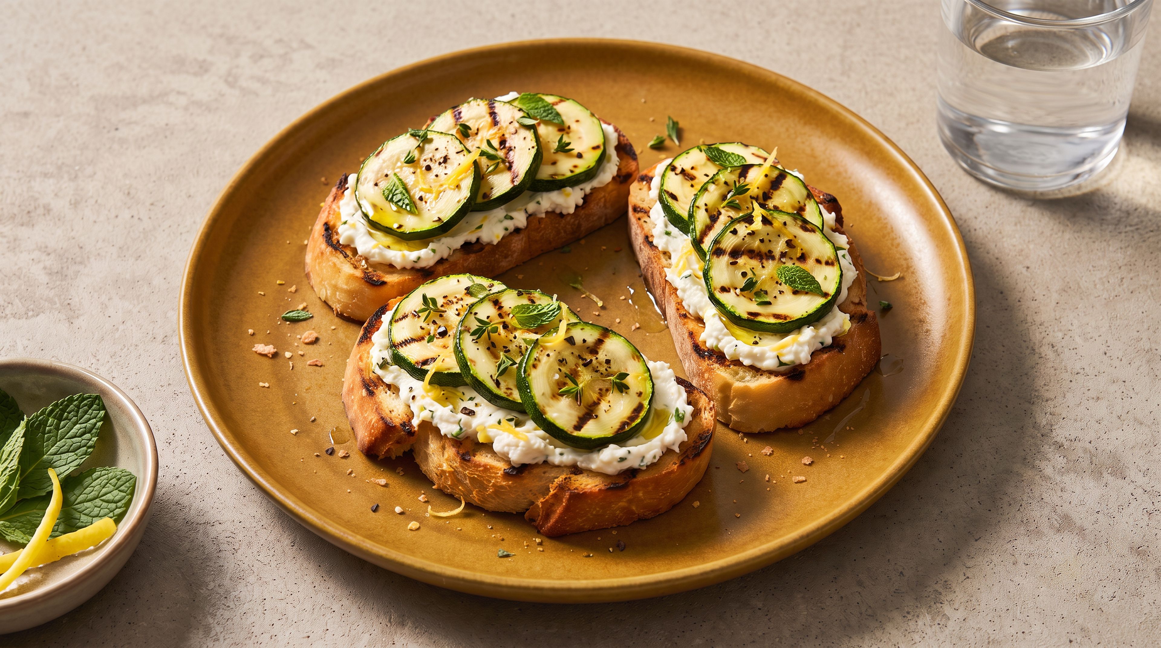 Knuspriges Brot trifft Gemüse vom Rost: Bruschetta mit gegrillter Zucchini