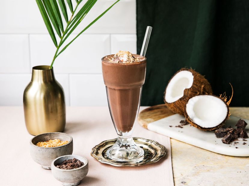 Dark chocolate and coconut milkshake