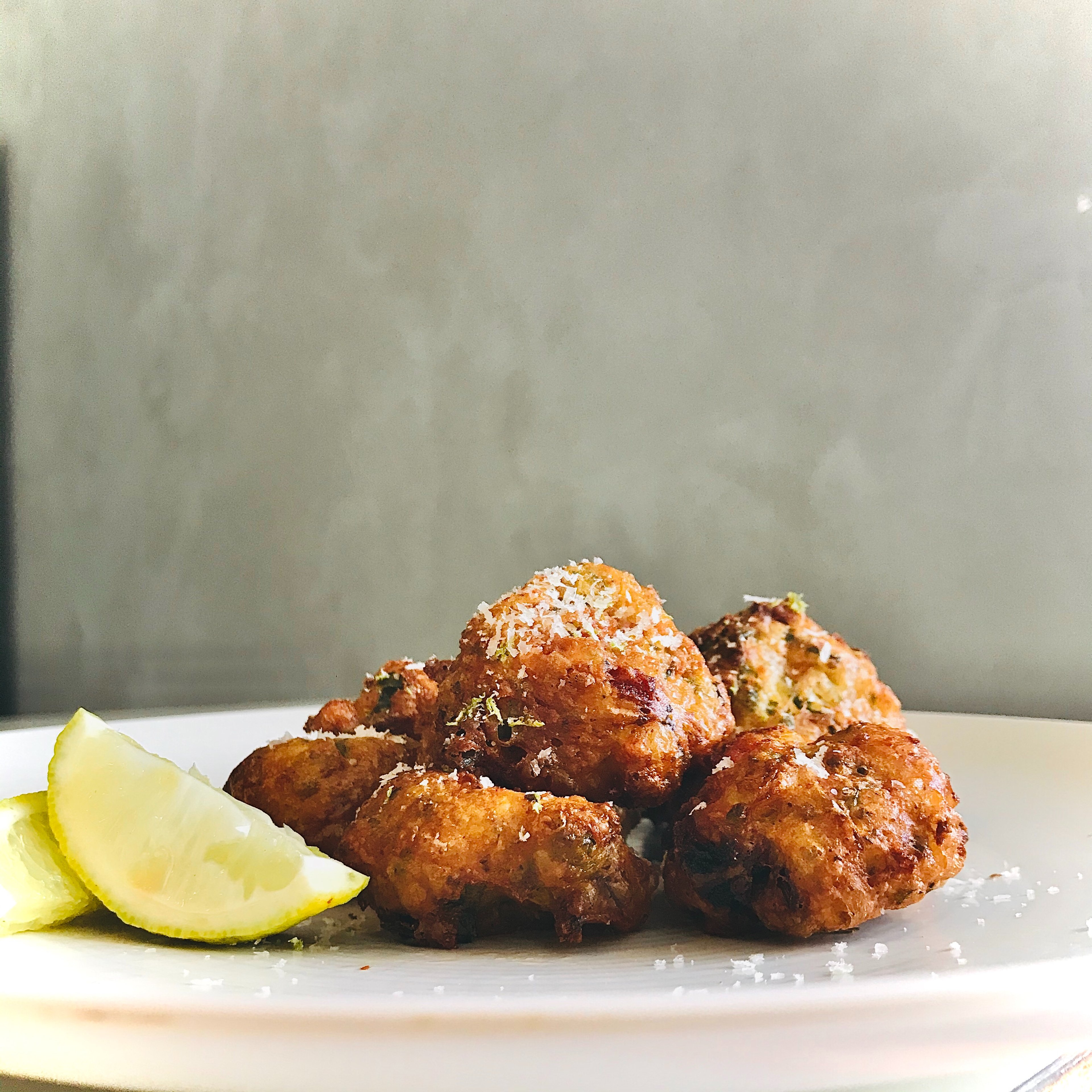 Smoked cheese choux fritters