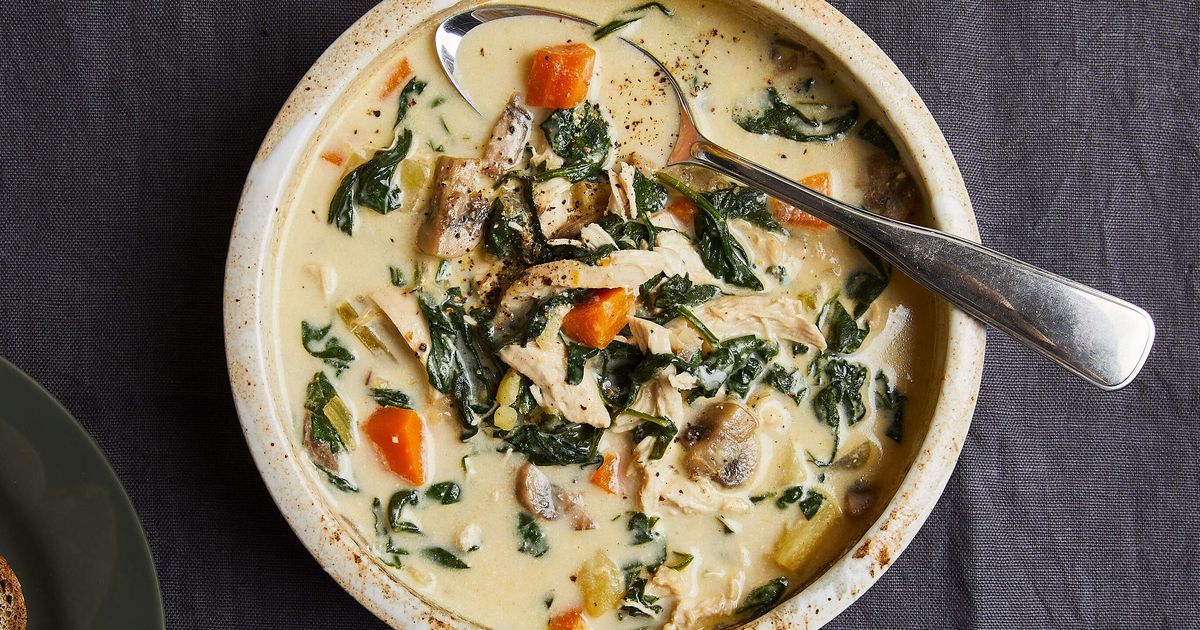 Creamy chicken and vegetable soup Recipe Kitchen Stories