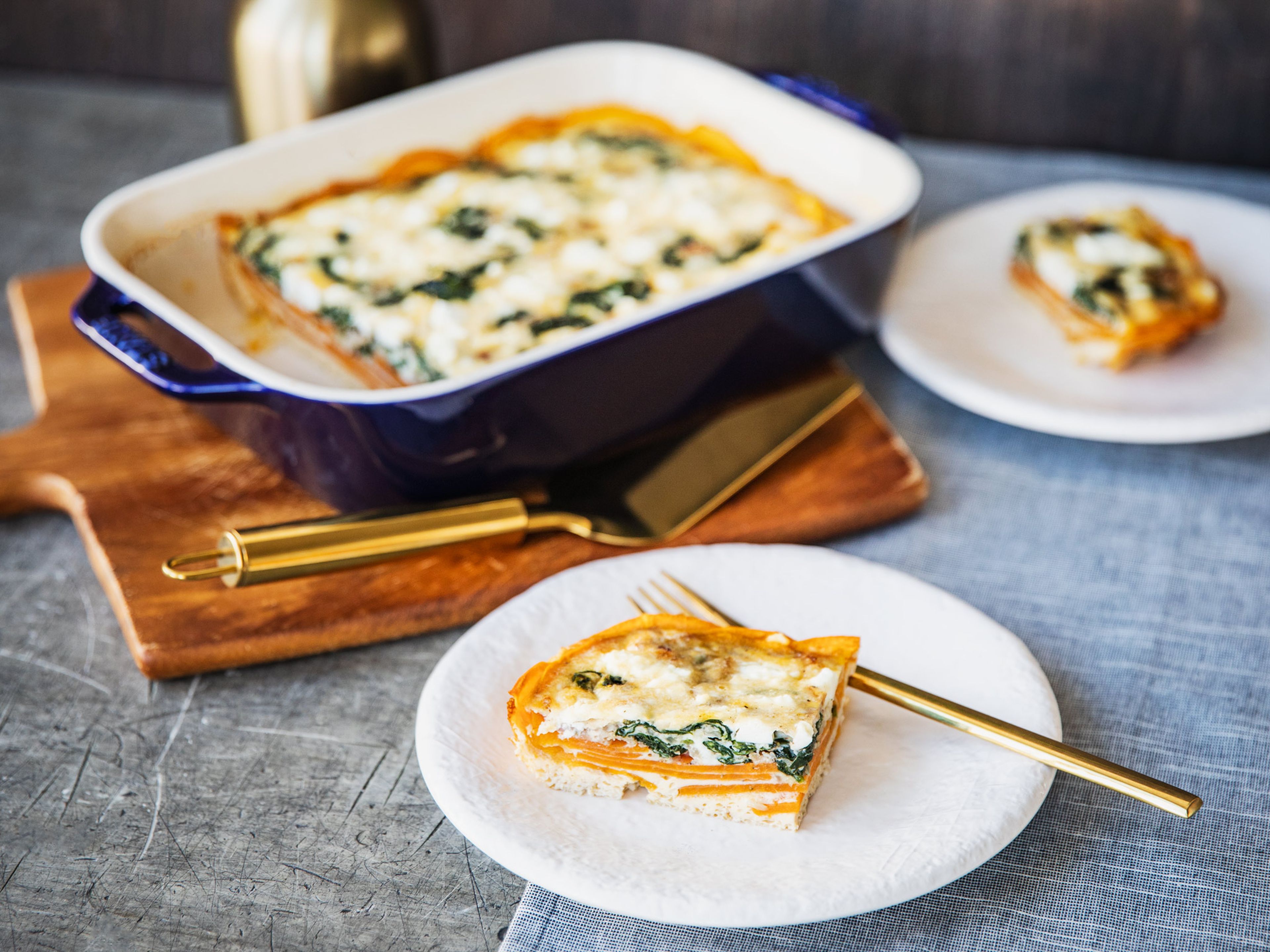 Sweet potato, spinach, and feta frittata