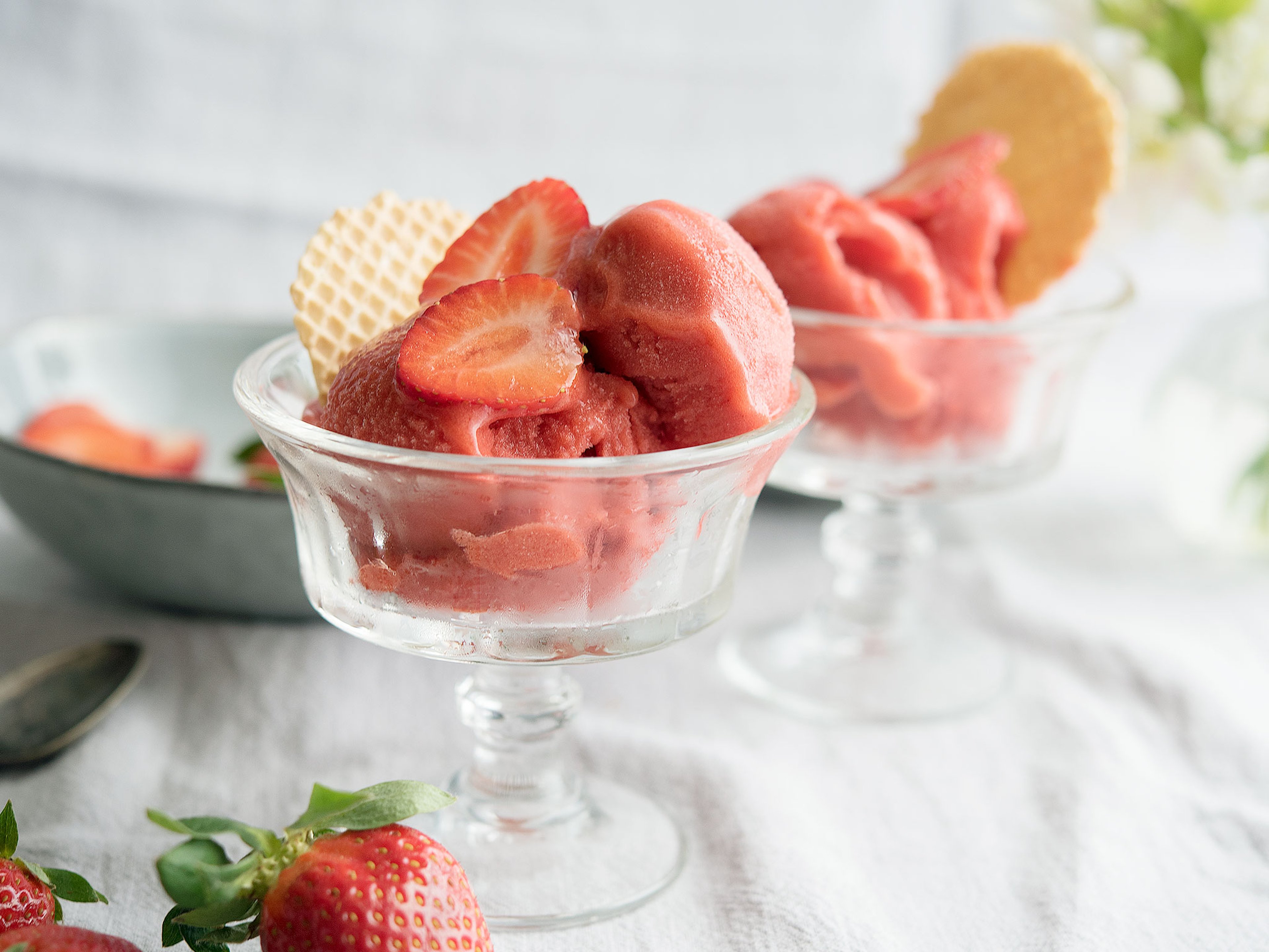 No-churn strawberry sorbet