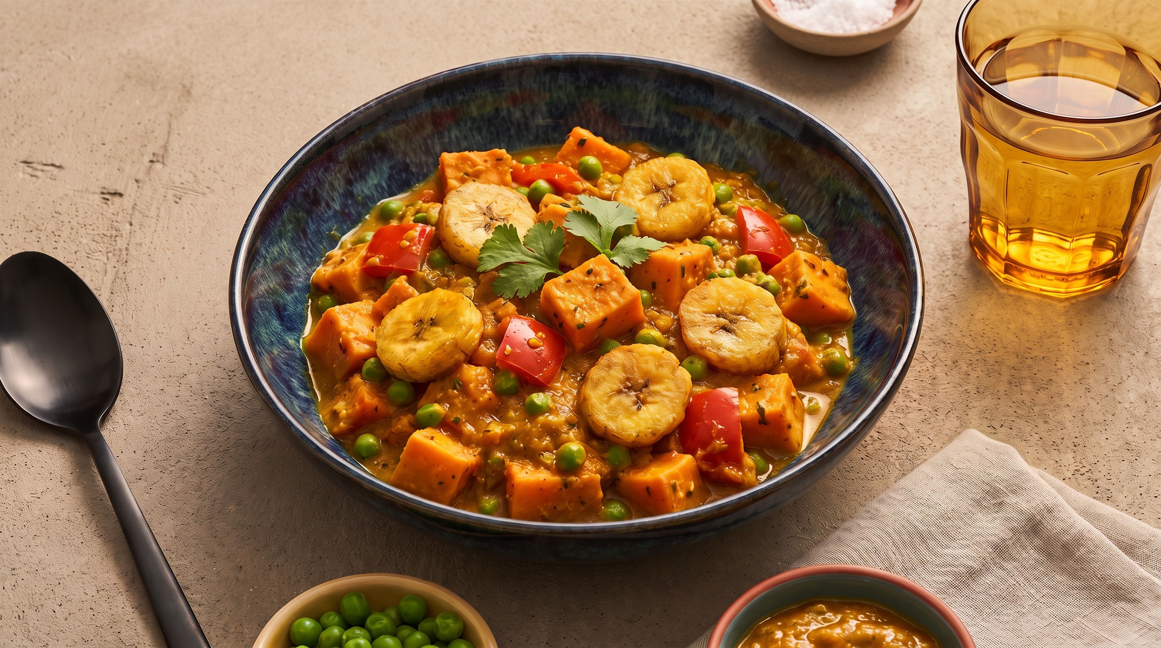 Dieses Curry enthält eine besondere Zutat: Hast du schon mal Kochbanane probiert?