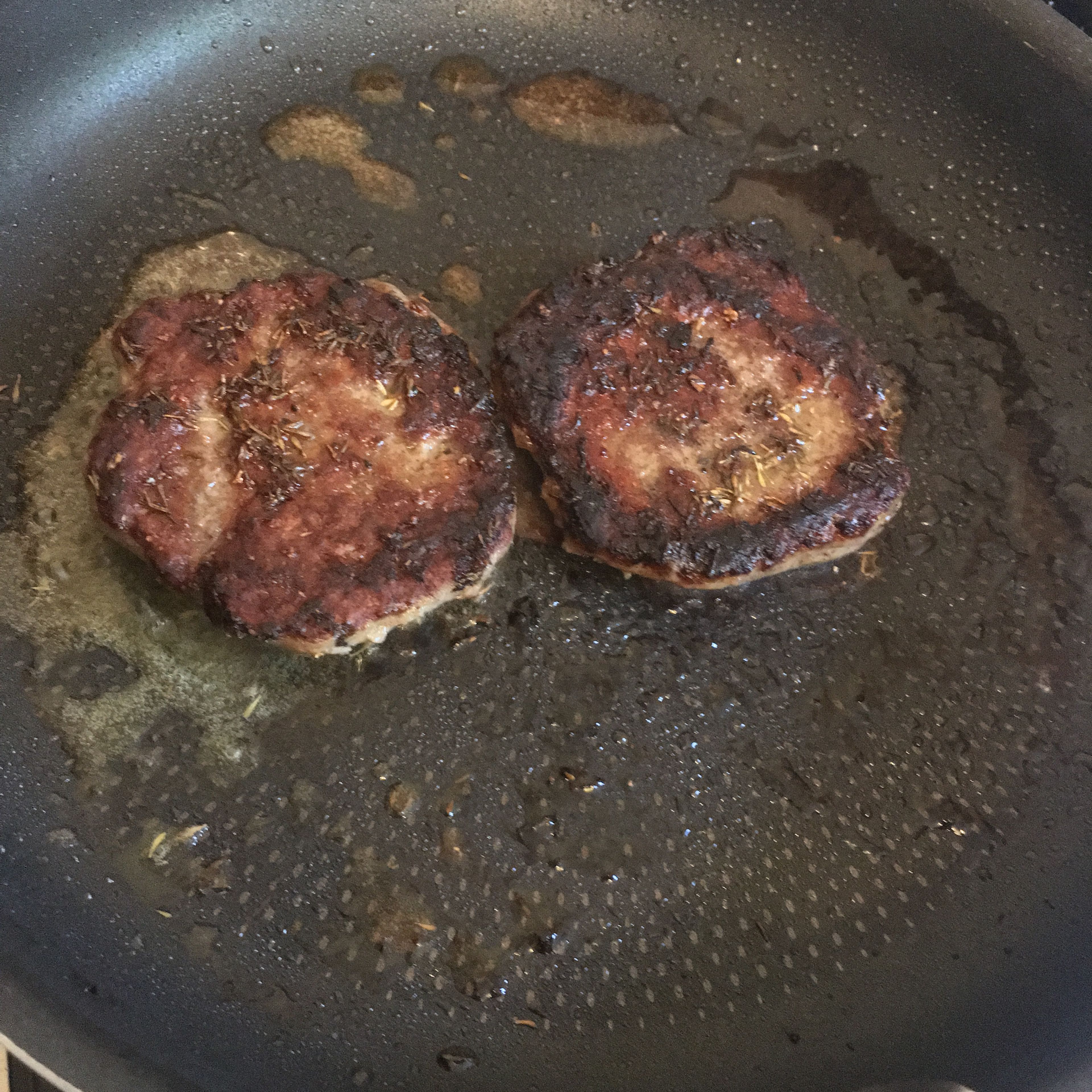 After the 5 minutes are up, turn the burgers over and again, cook this side for 5 minutes.