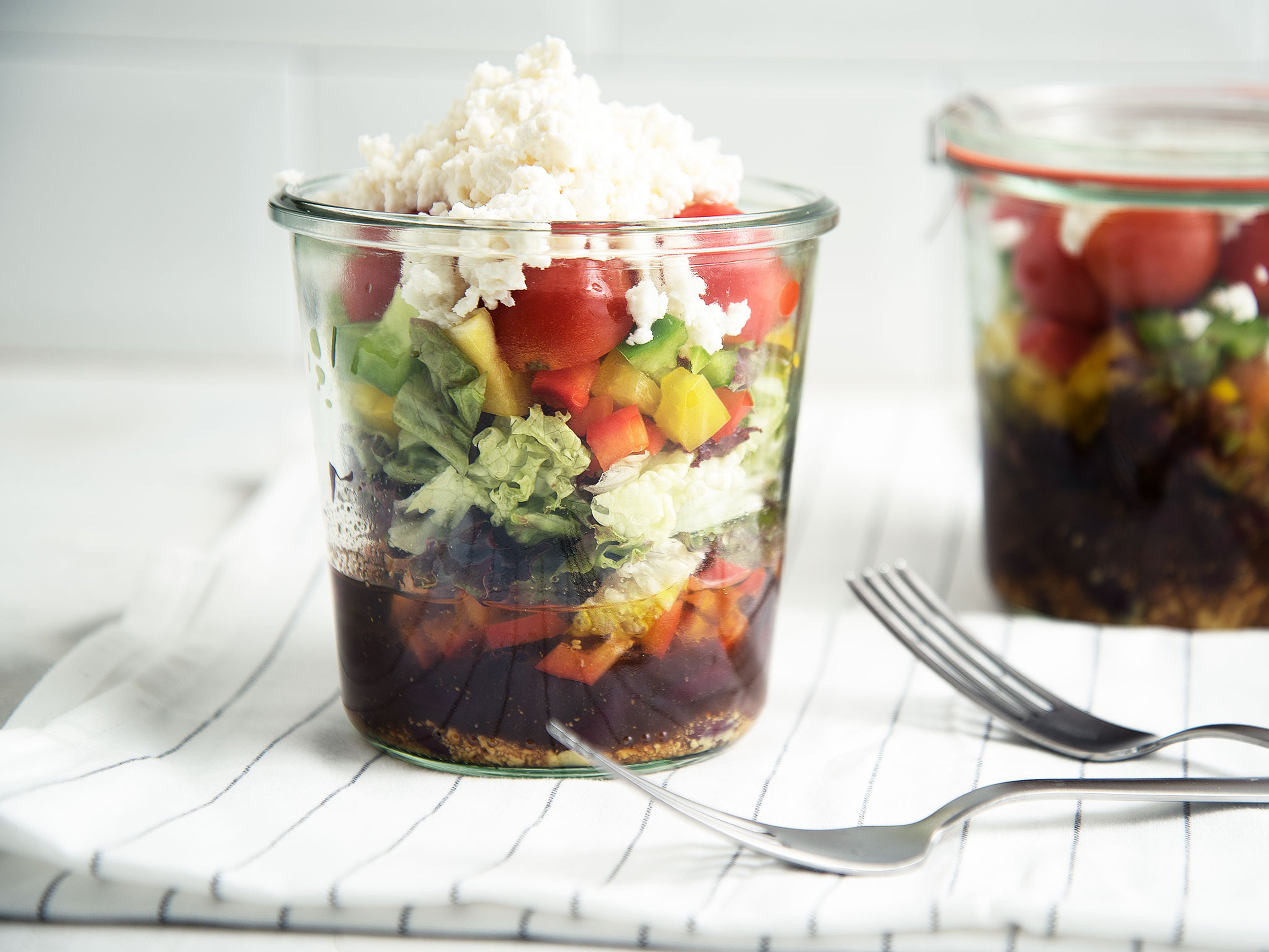 Bohnen-Feta-Salat im Glas