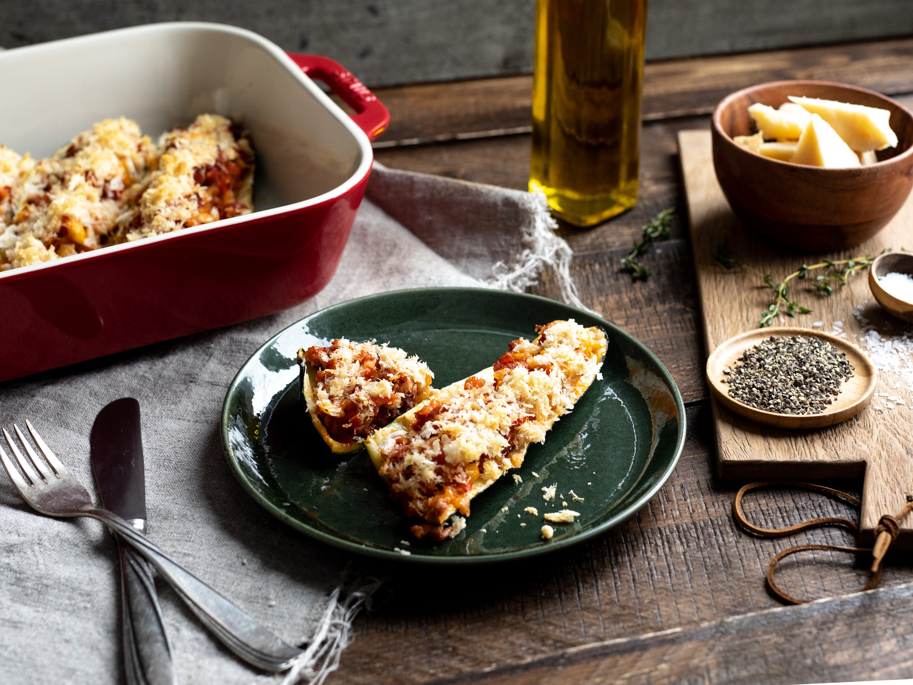 Gefüllte Zucchini mit Salsiccia