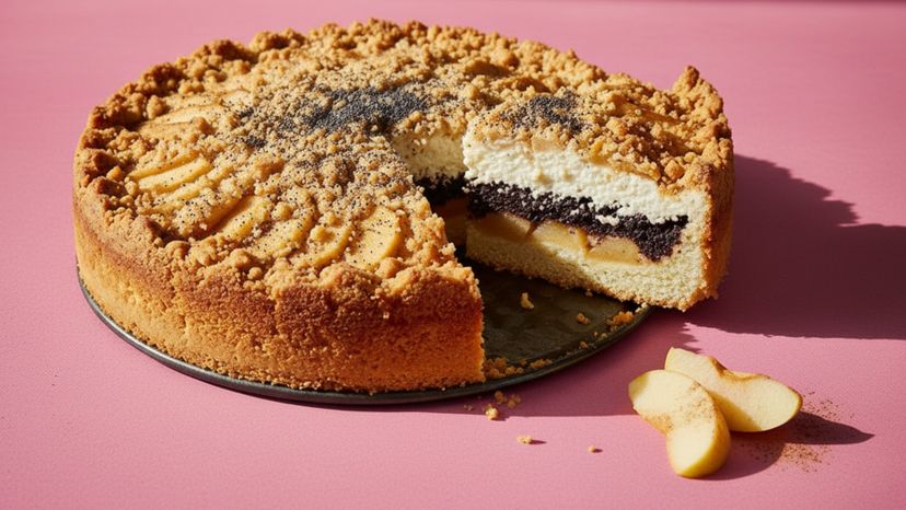 Hüttenkäsekuchen mit Apfel und Mohn: saftig und lecker