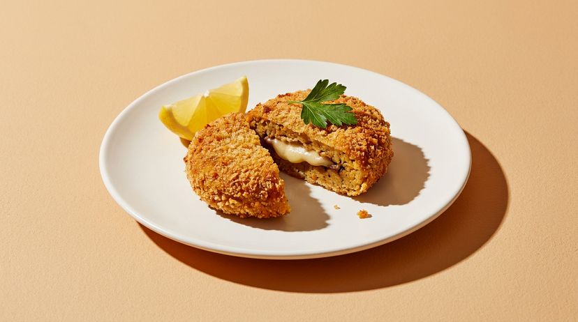 Veganes Kichererbsen-Cordon-bleu mit schmelzendem Kern