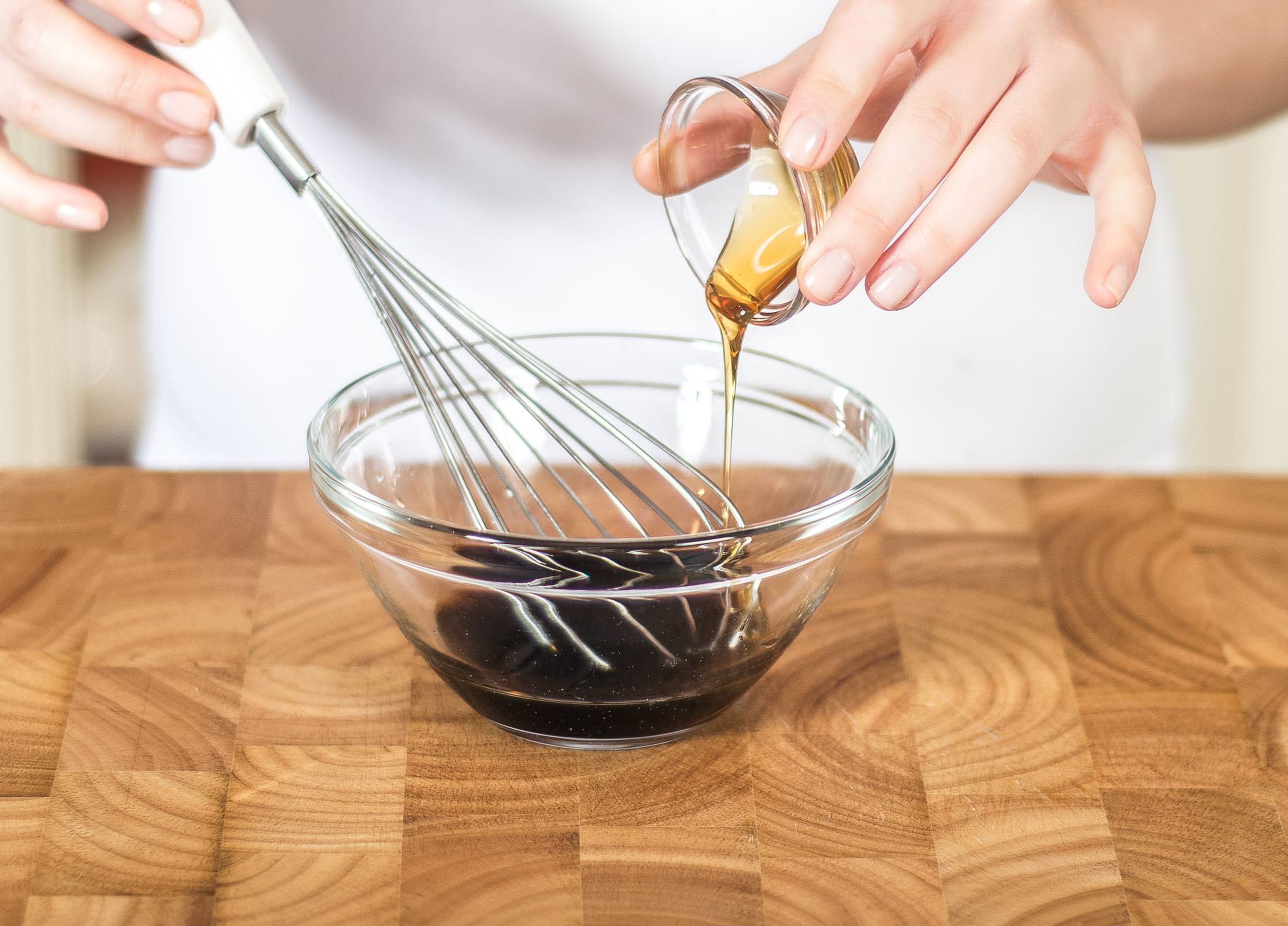 Mix soy sauce and honey to make a marinade.
