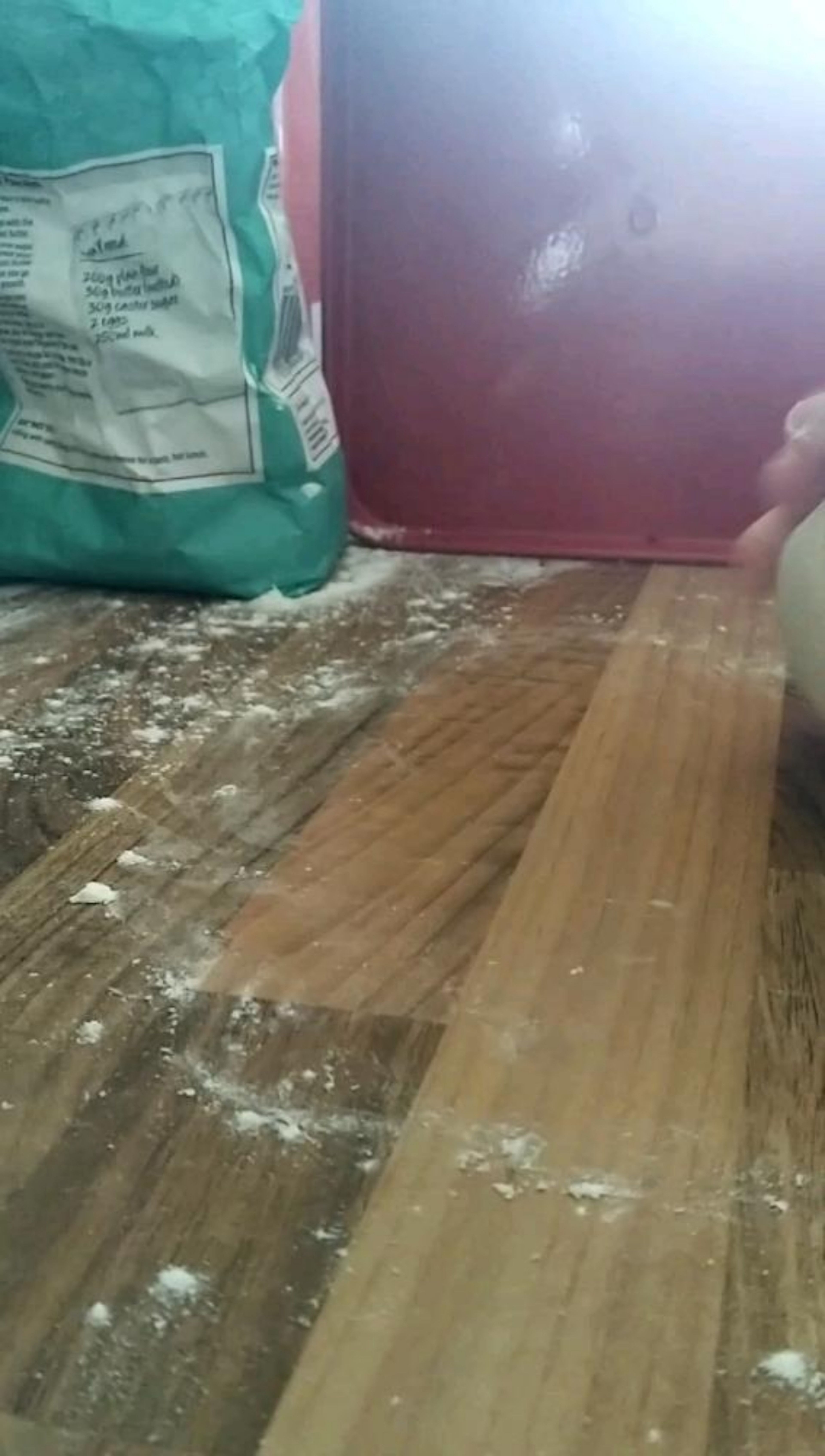 Knead the dough on a lightly floured surface (watch video above). Push the dough away from you with the palm of your hand for about 10mins.