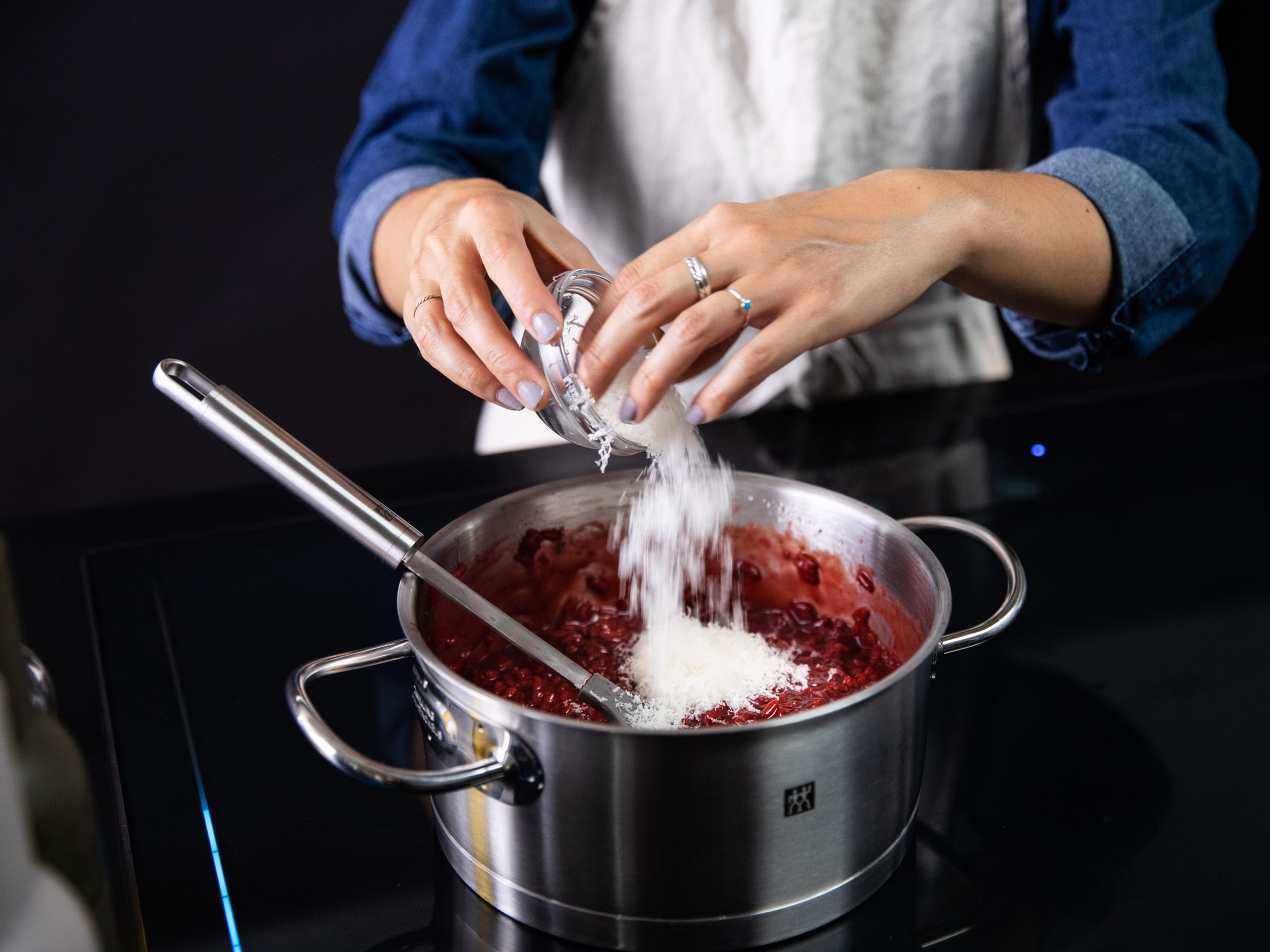 Stir in remaining beet juice and season with salt and pepper. Add a generous amount of Parmesan cheese and a knob of butter to the risotto before serving. Enjoy!