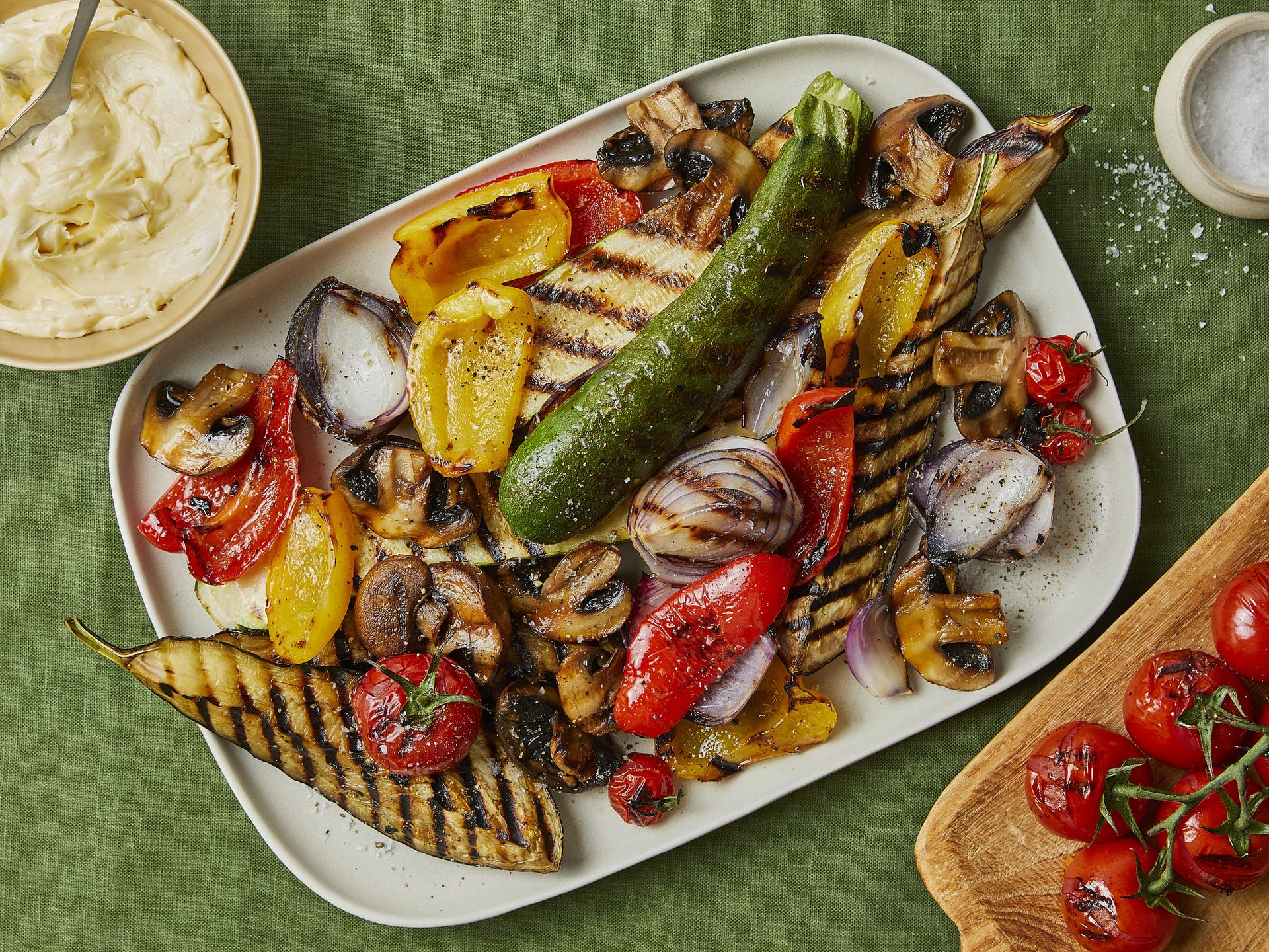 Grilled vegetables with roasted garlic butter