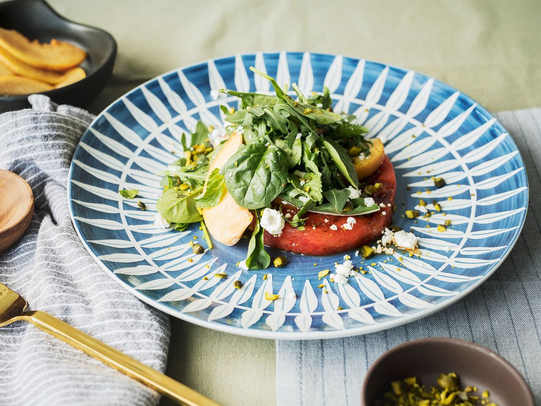 Grilled watermelon salad with peach
