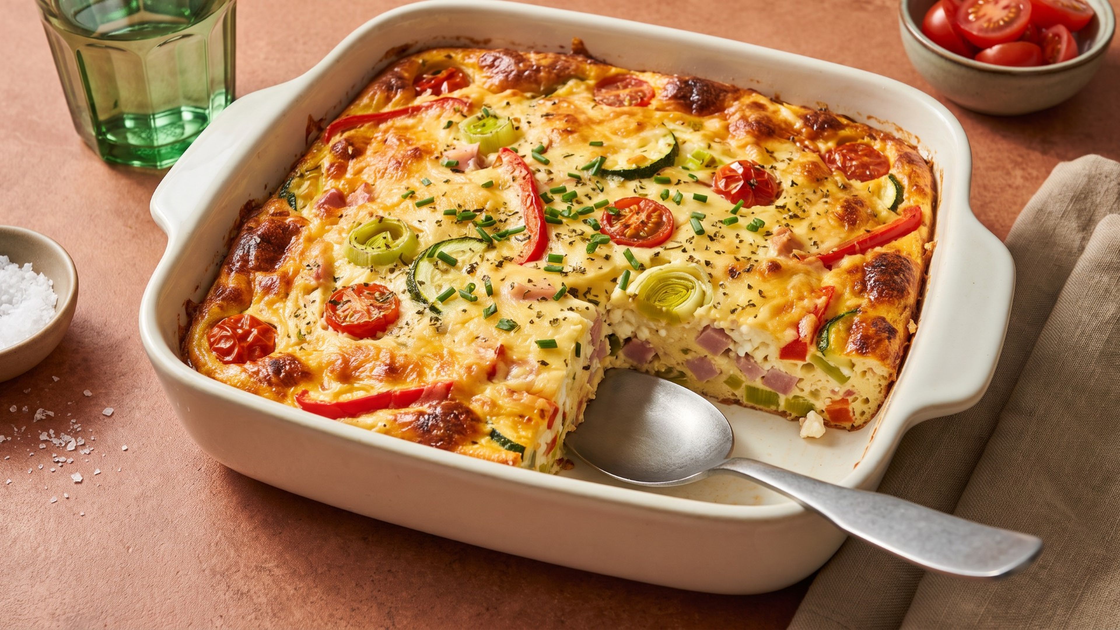 Herzhafter Hüttenkäse-Eierauflauf aus dem Ofen