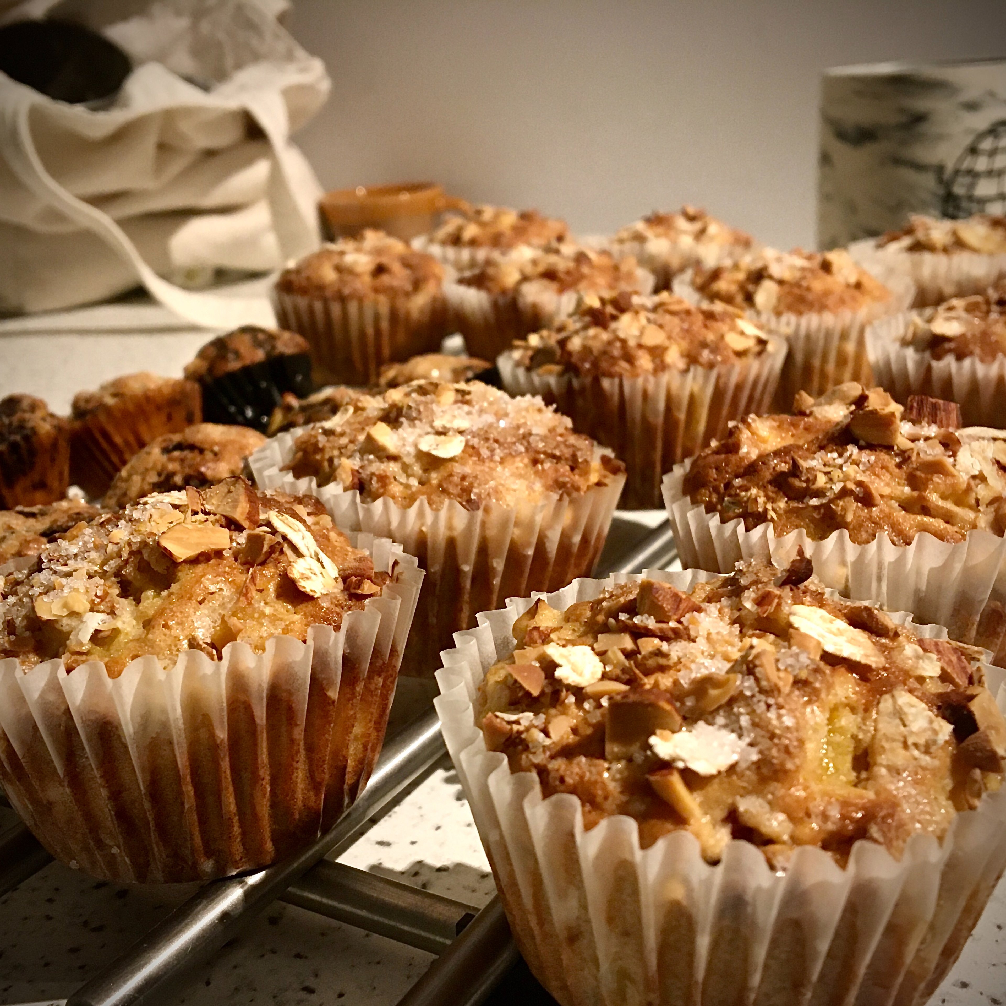 Almond Peach Oat Muffins