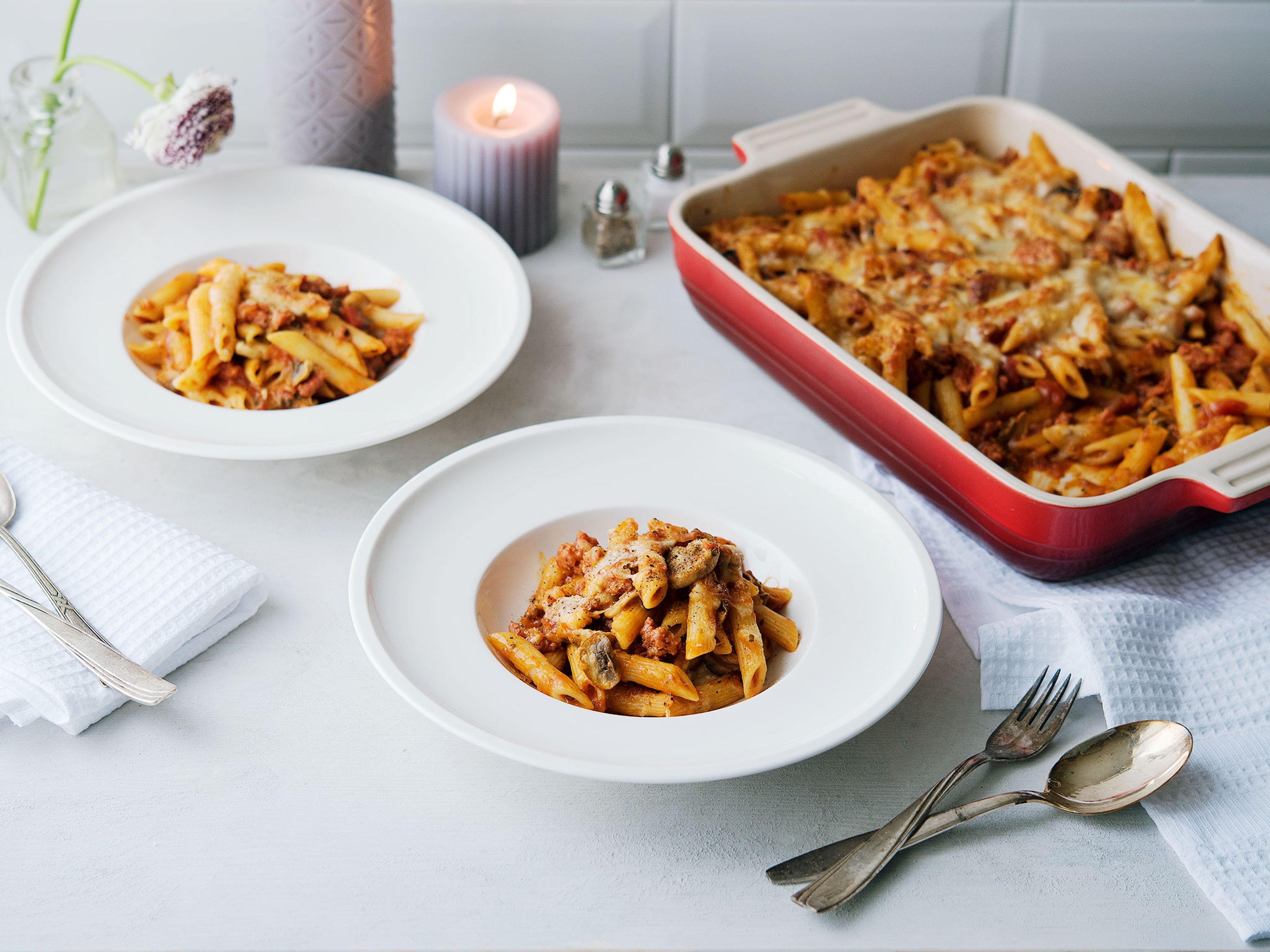 Baked ziti with Italian sausage