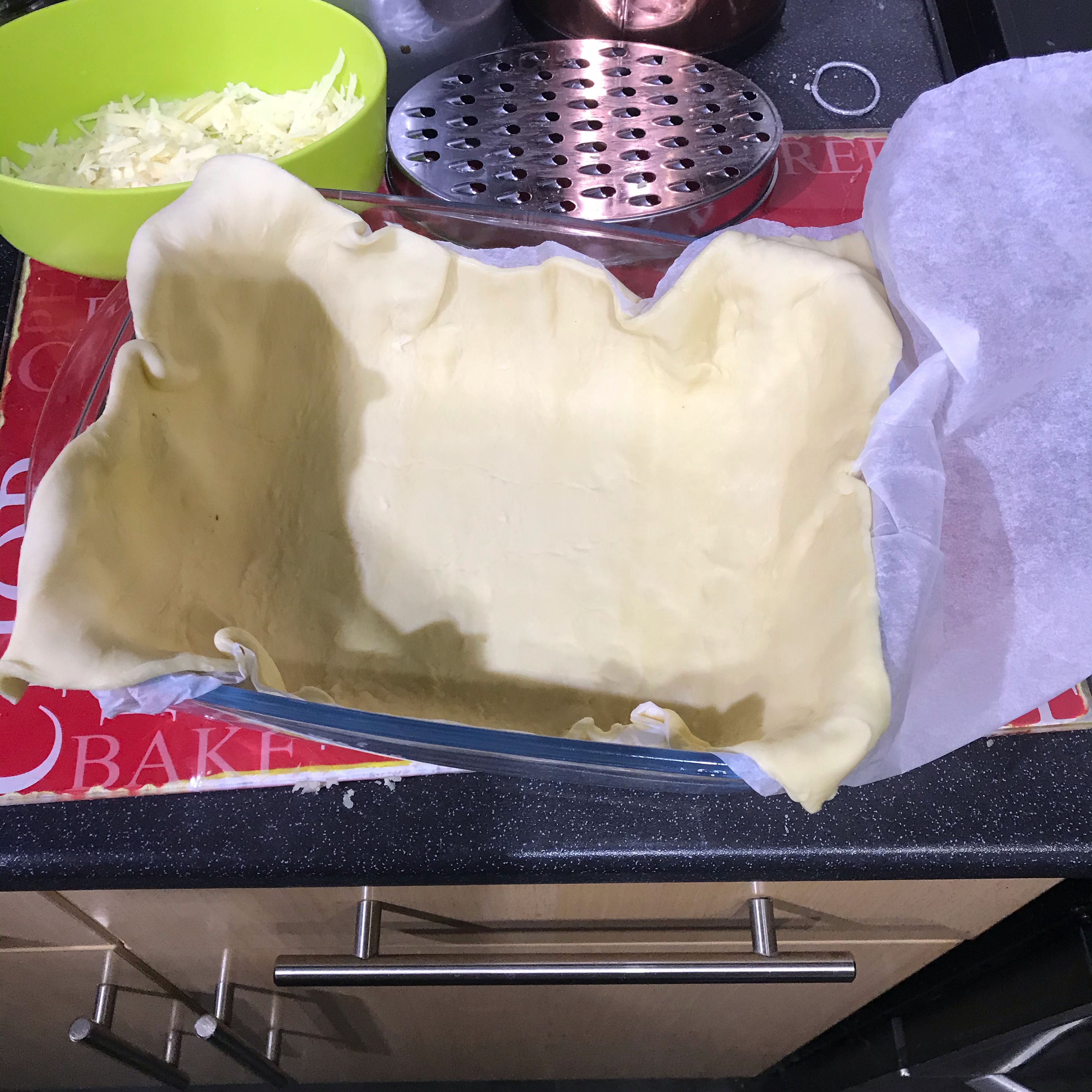 Put pastry into a baking dish