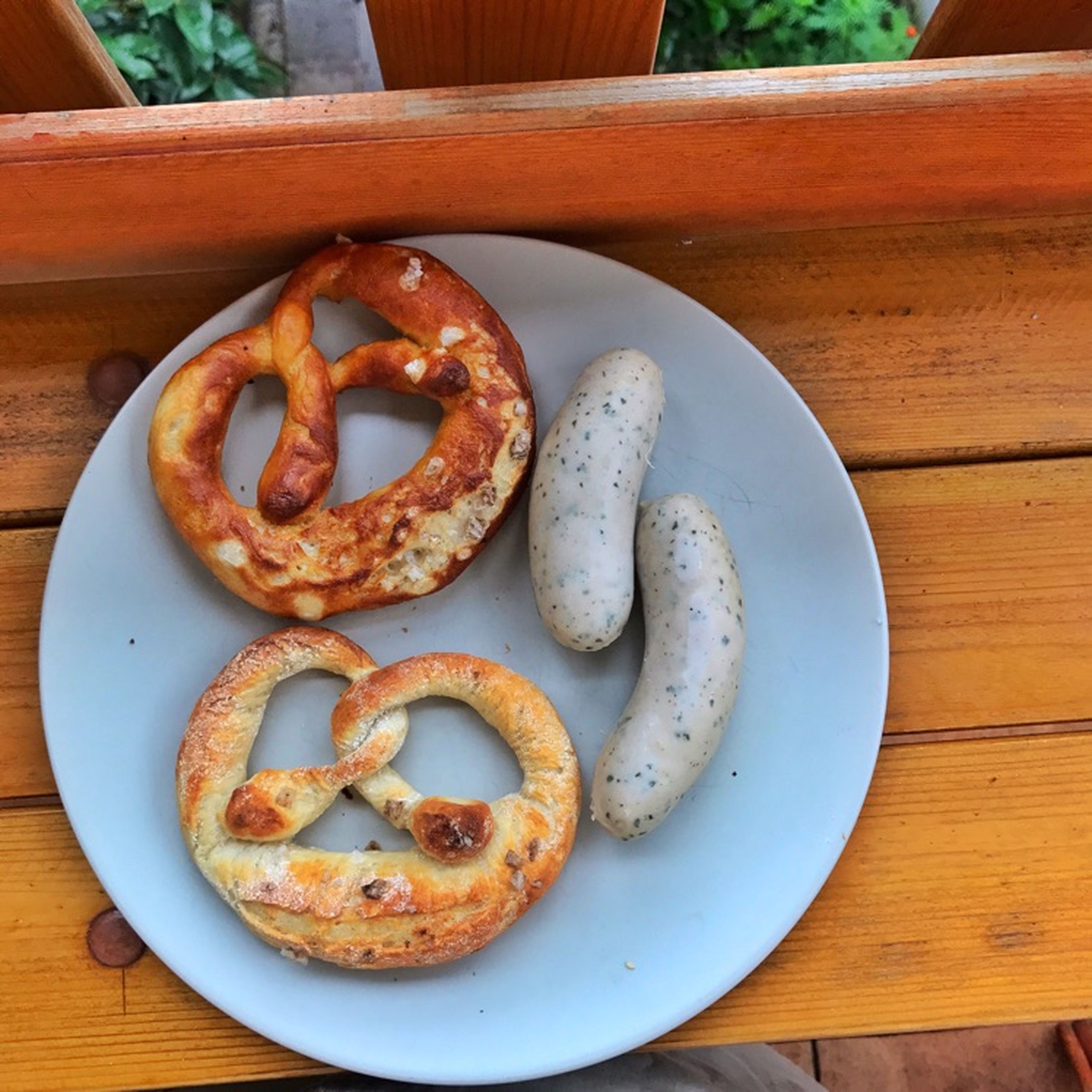 Soft pretzels and veal sausages