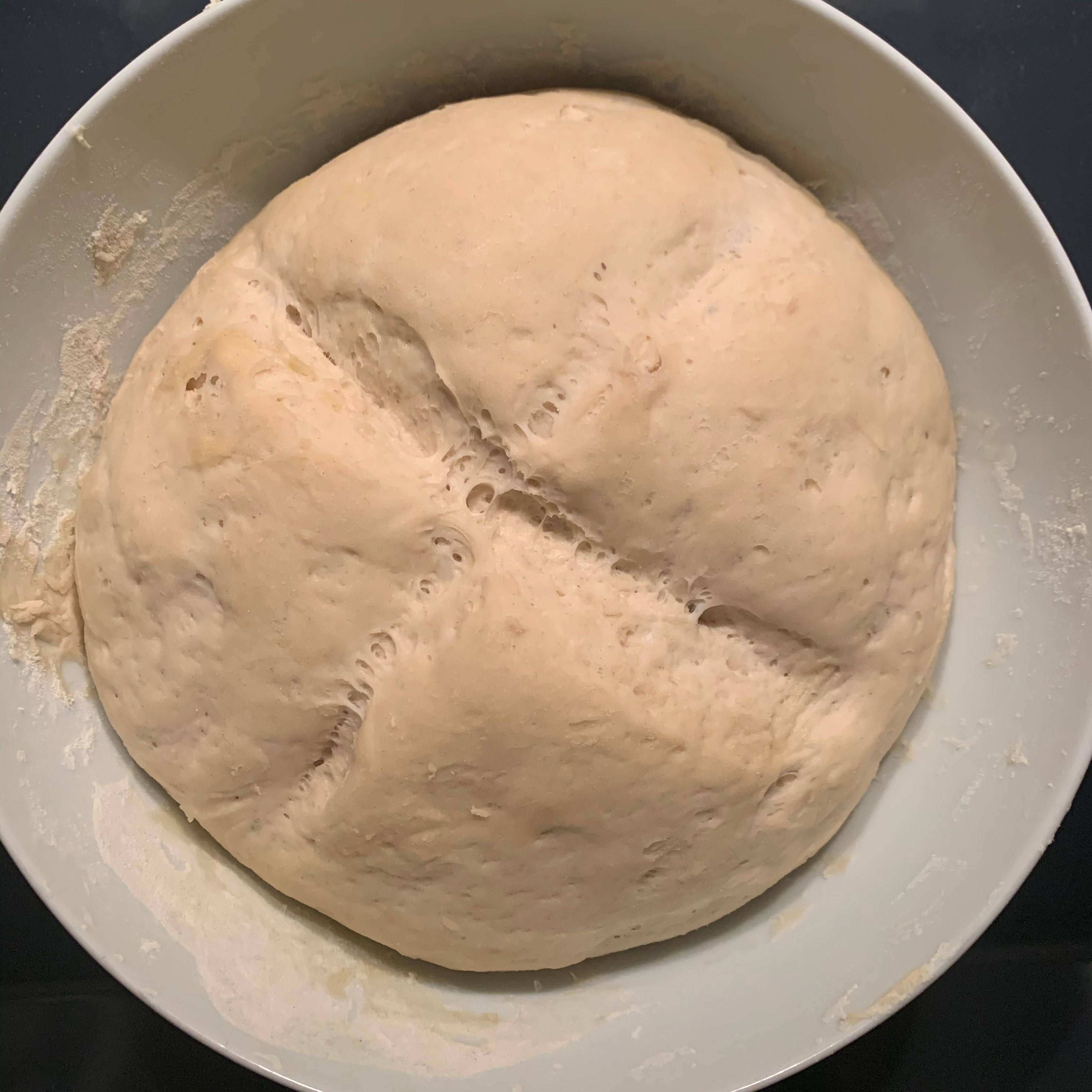 After resting time your dough will have doubled its volume. 