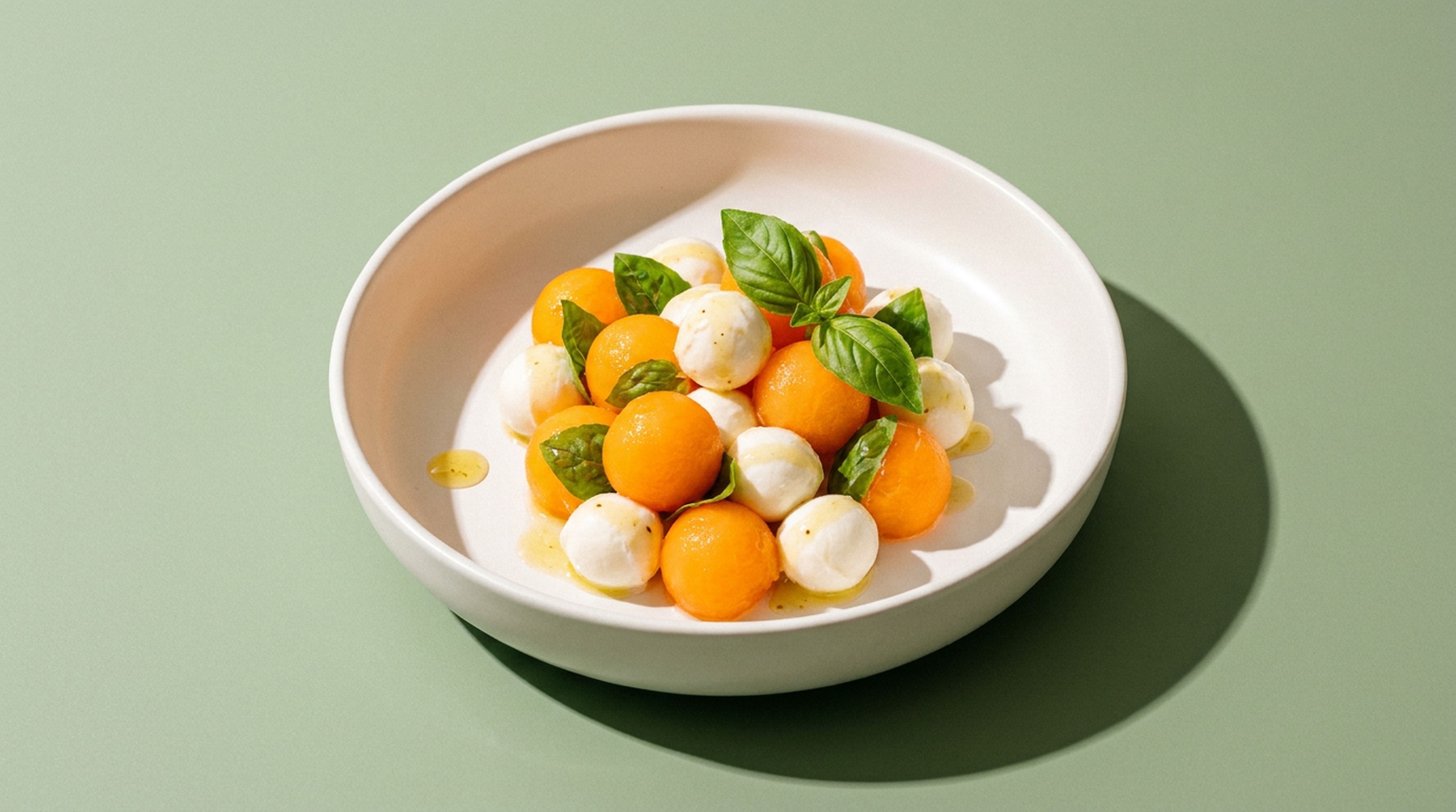 Süßer Cantaloupe-Salat mit cremigem Mozzarella und Limette