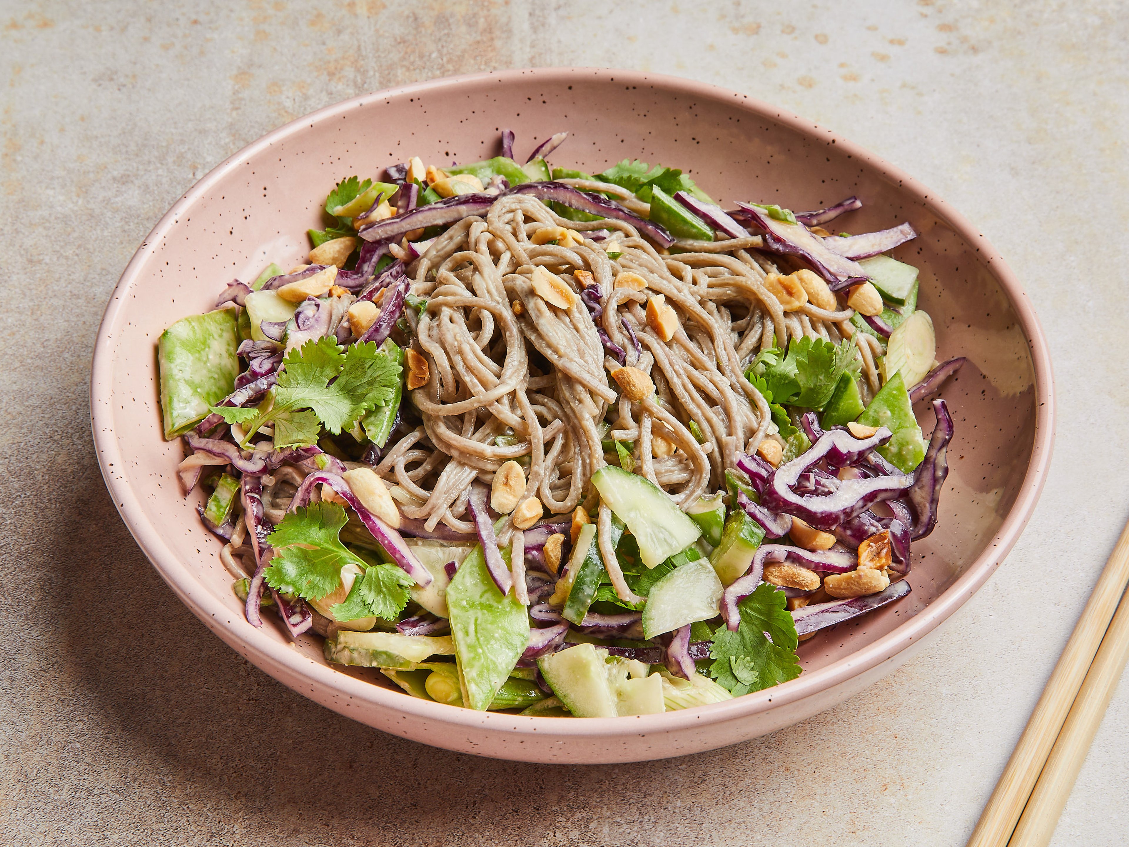 Cold noodle salad with peanut sauce