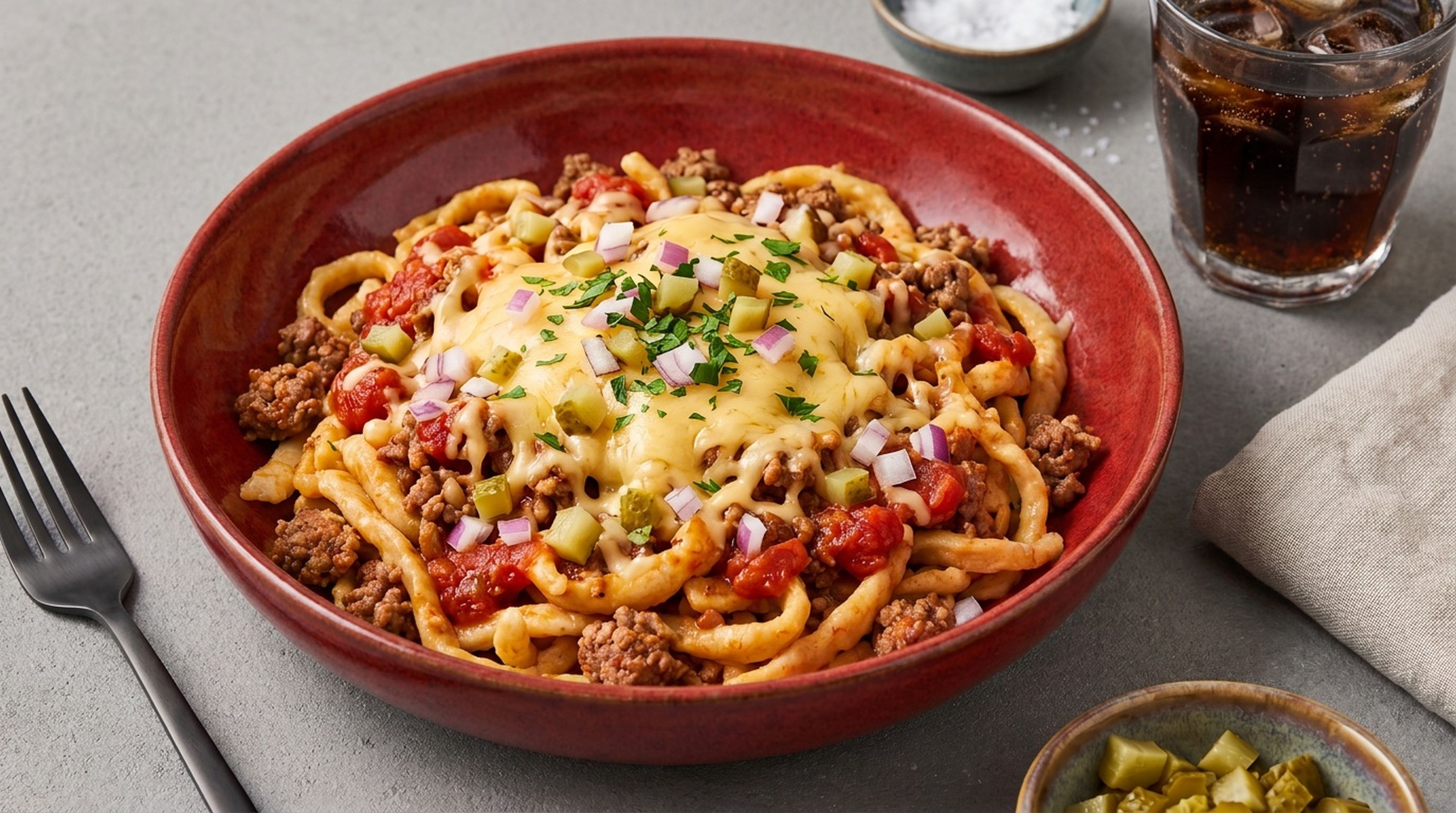 Cheeseburger trifft Spätzle: Ein herzhaftes Pfannengericht