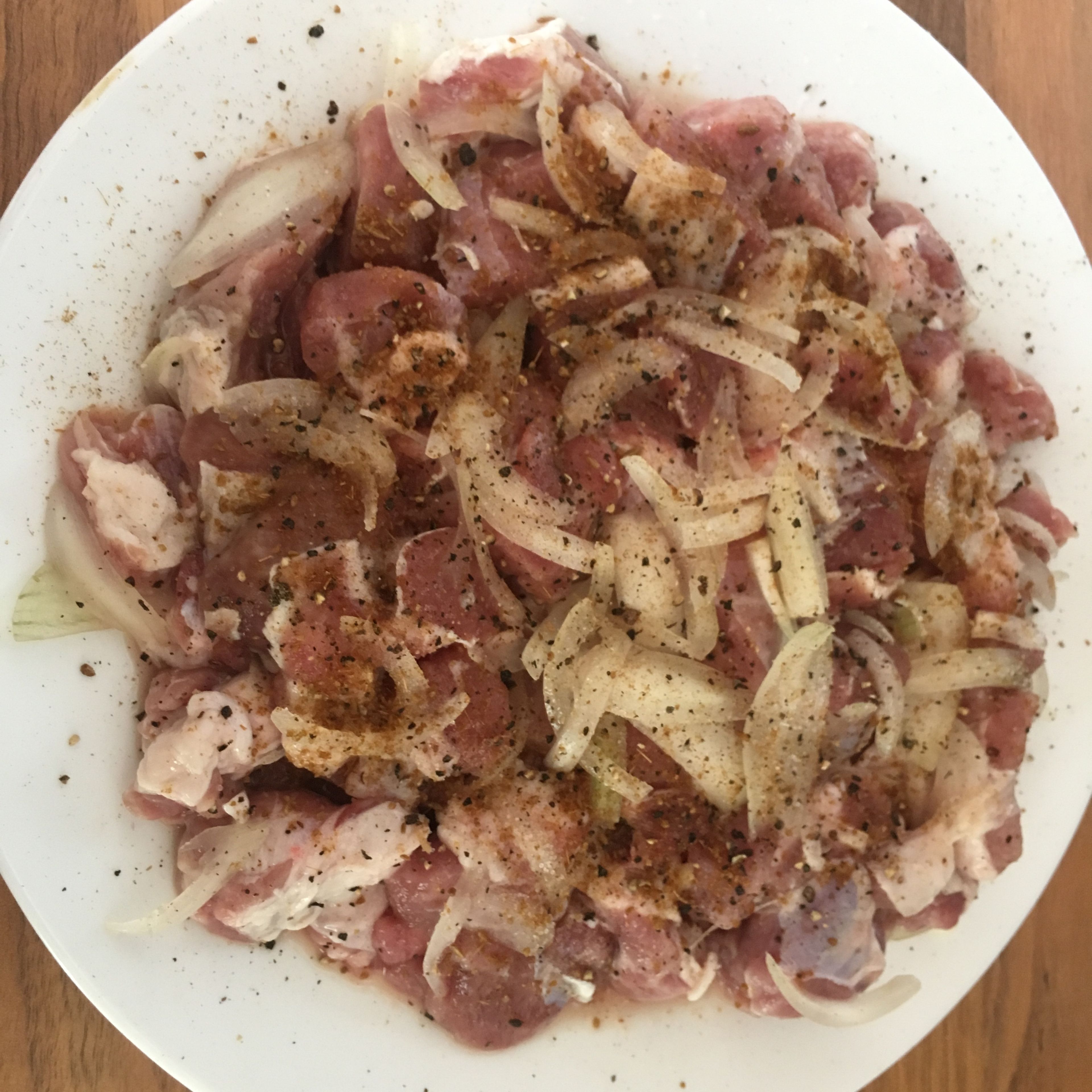 Marinade the lamb with onions, salt and pepper for two hours