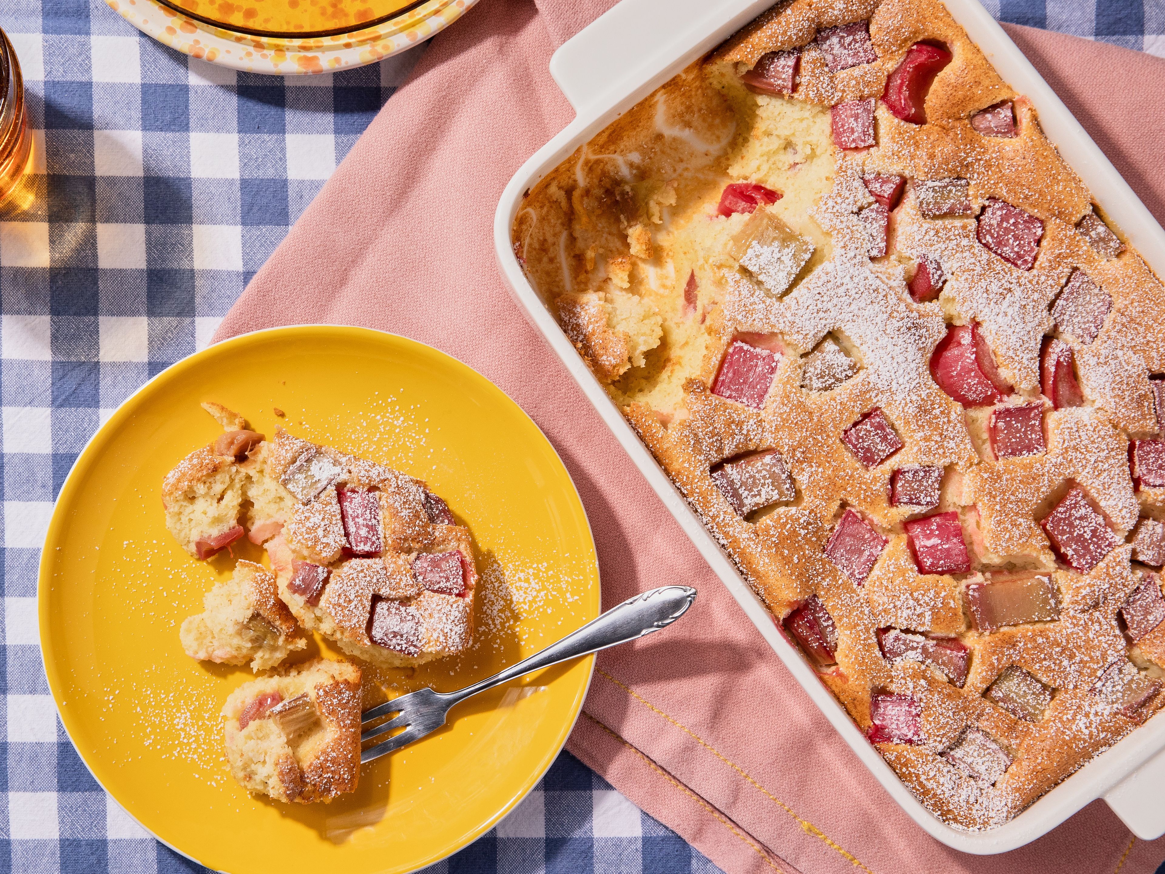 Fluffy rhubarb and semolina casserole