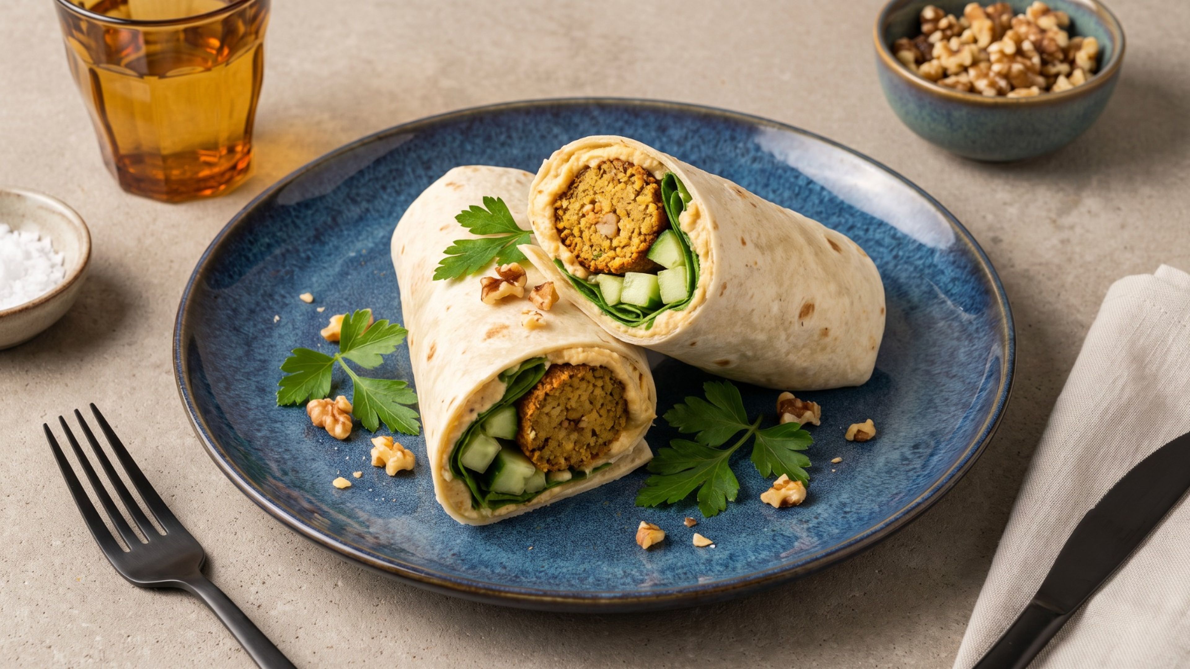So gelingen dir aromatische Walnuss-Falafel-Wraps