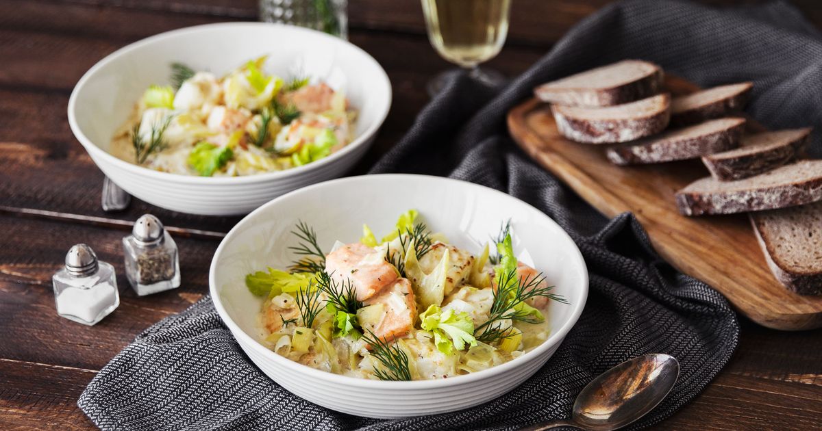 Creamy fish stew with mustard and dill Recipe Kitchen Stories