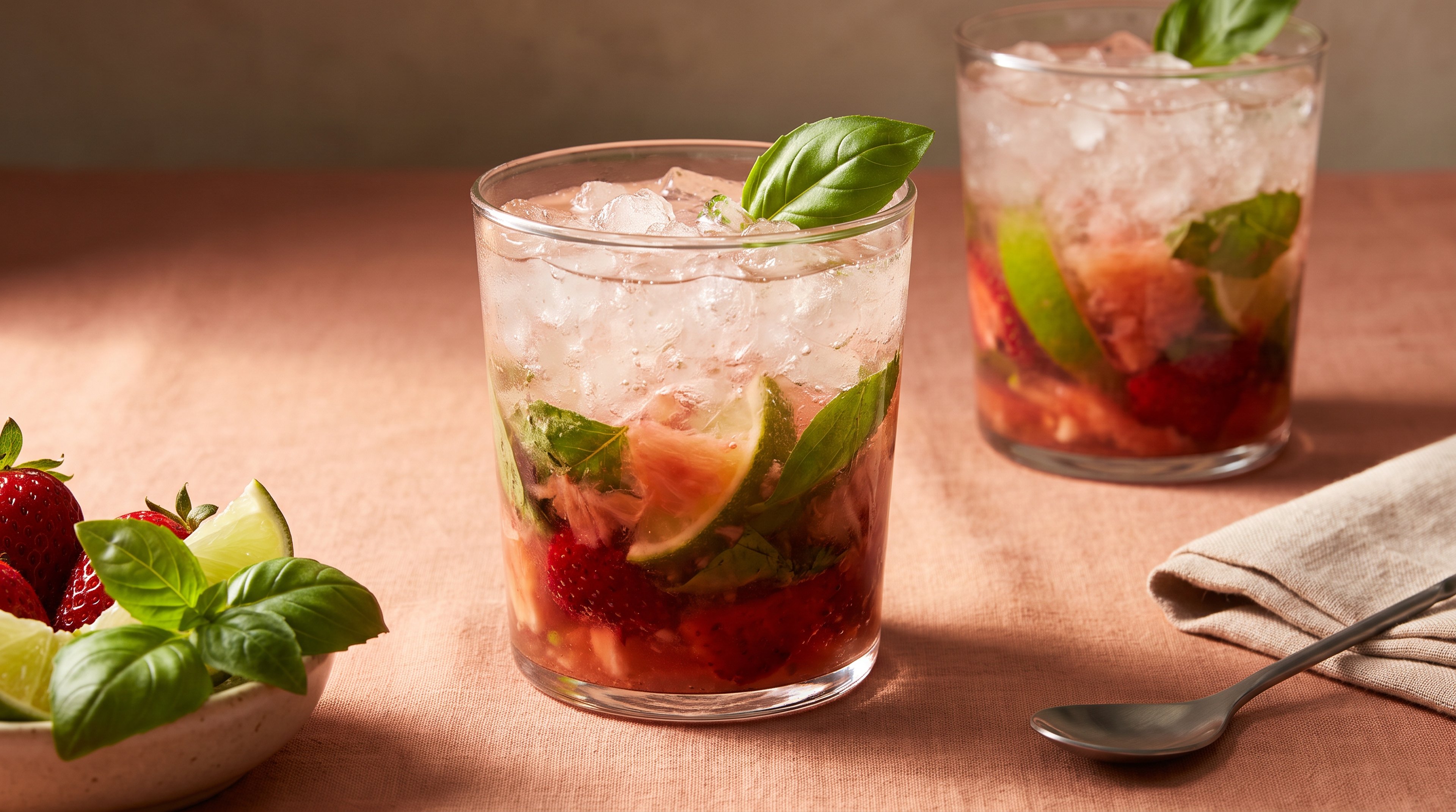 Erdbeer-Basilikum-Caipirinha
