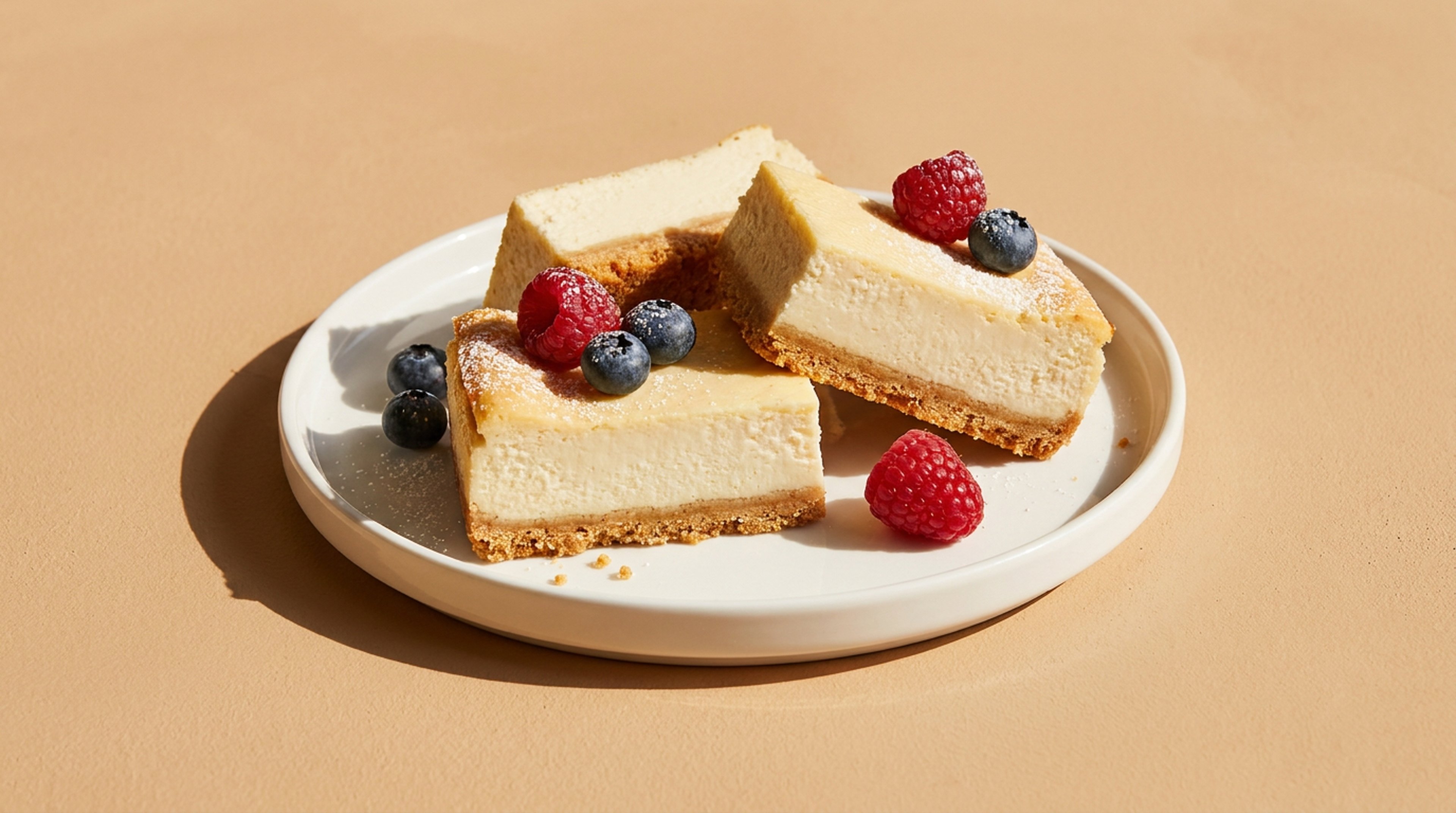 Cremige Cheesecake-Bars mit Keksboden vom Blech