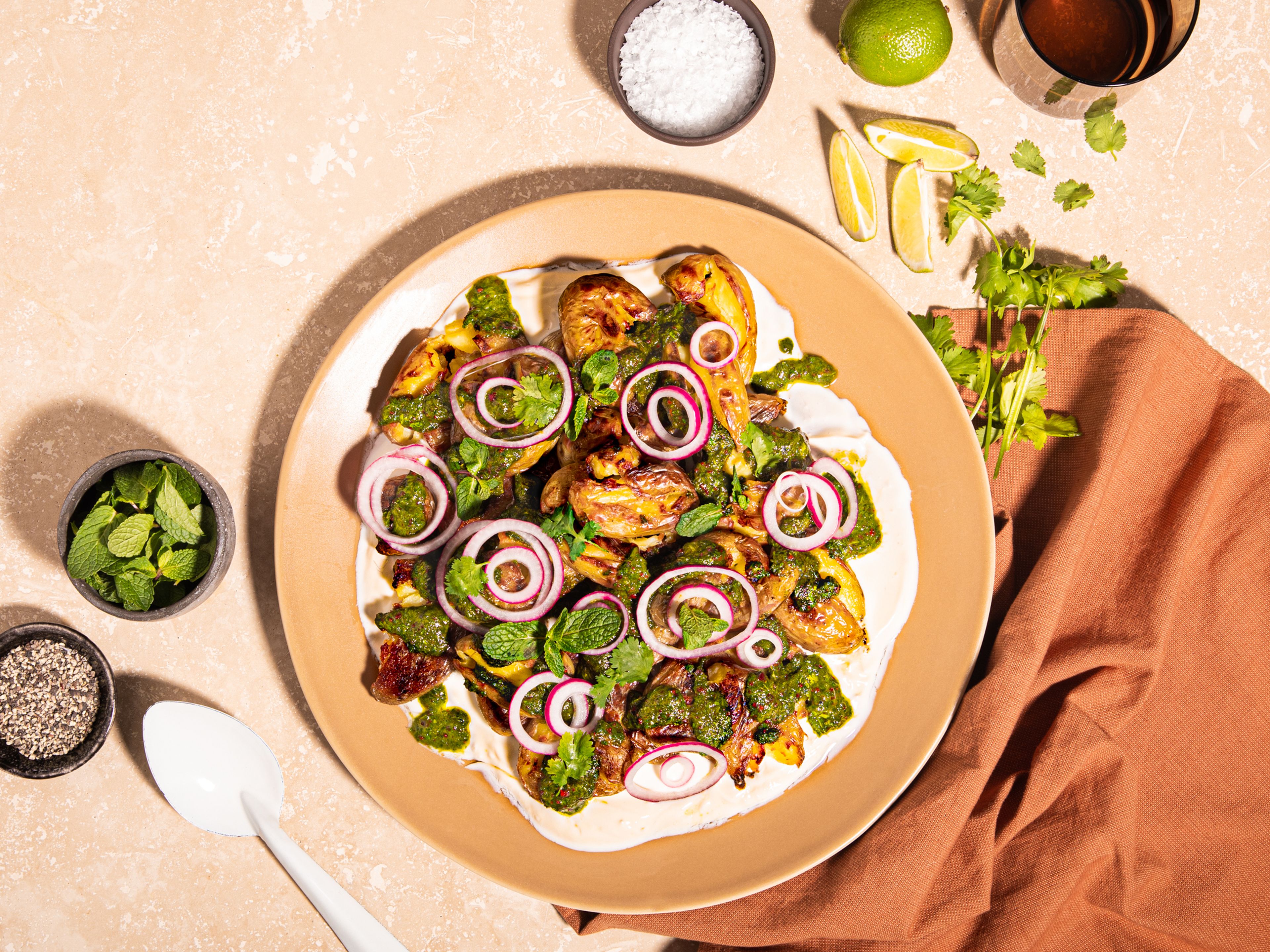 Loaded smashed potatoes