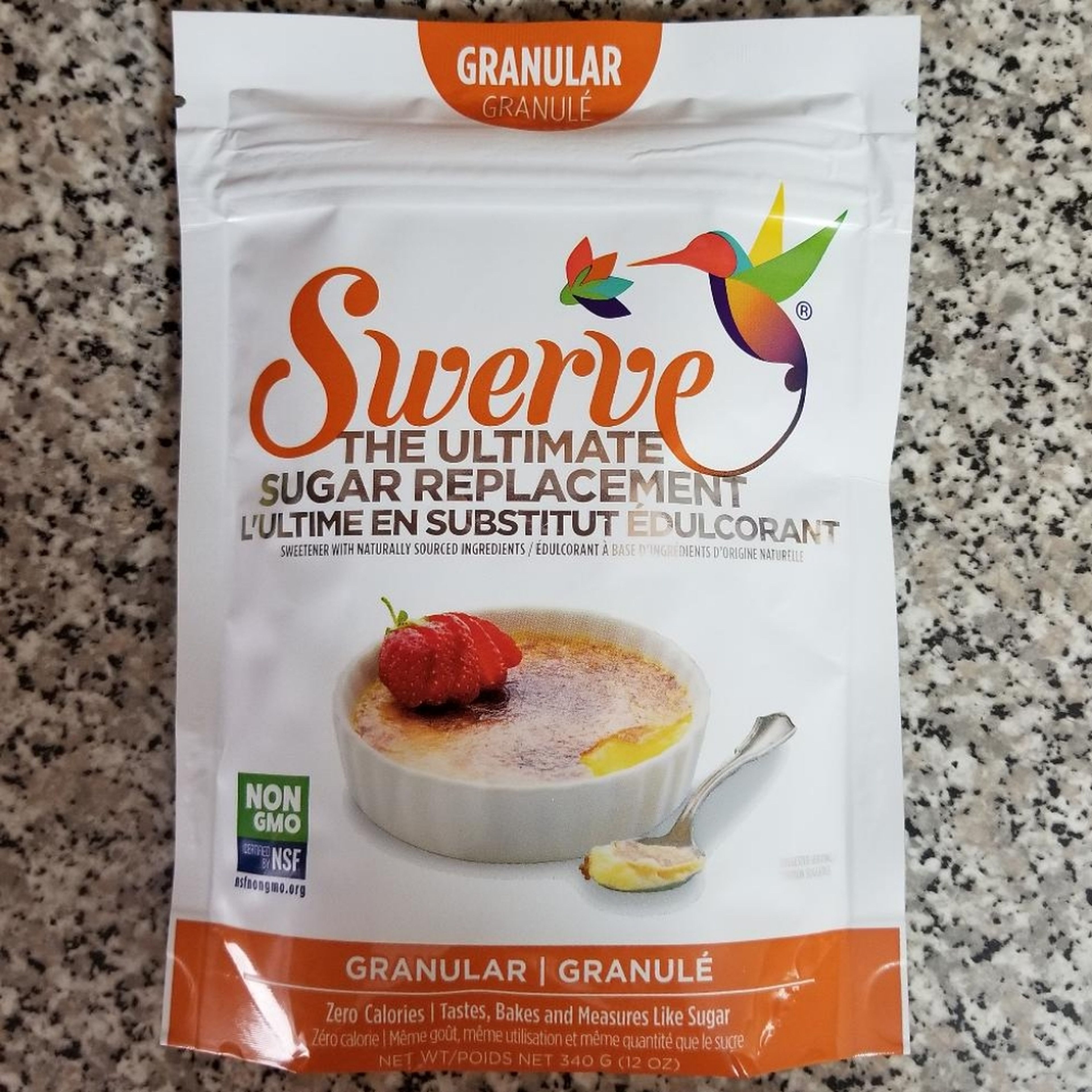 Add 70g of Swerve sweetener to mixing bowl. Available from Whole Foods. Note that 70g will result in a bar that is not overly sweet. Adjust to your taste.