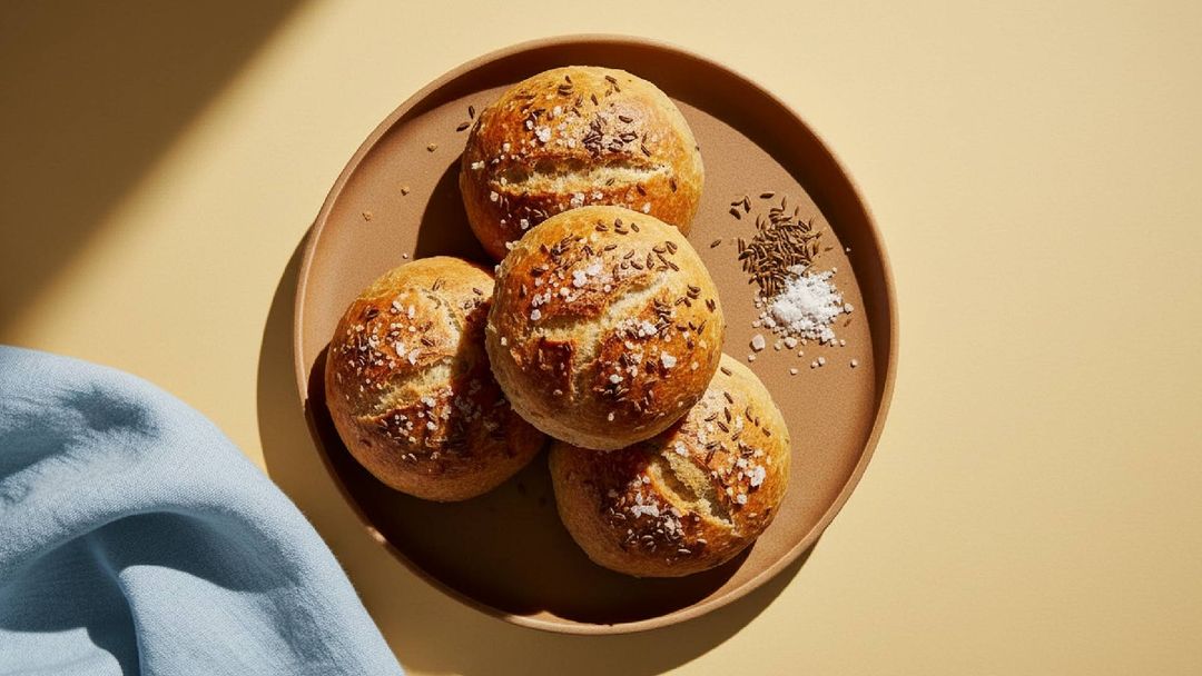 Backe frische Kümmelbrötchen ohne Hefe