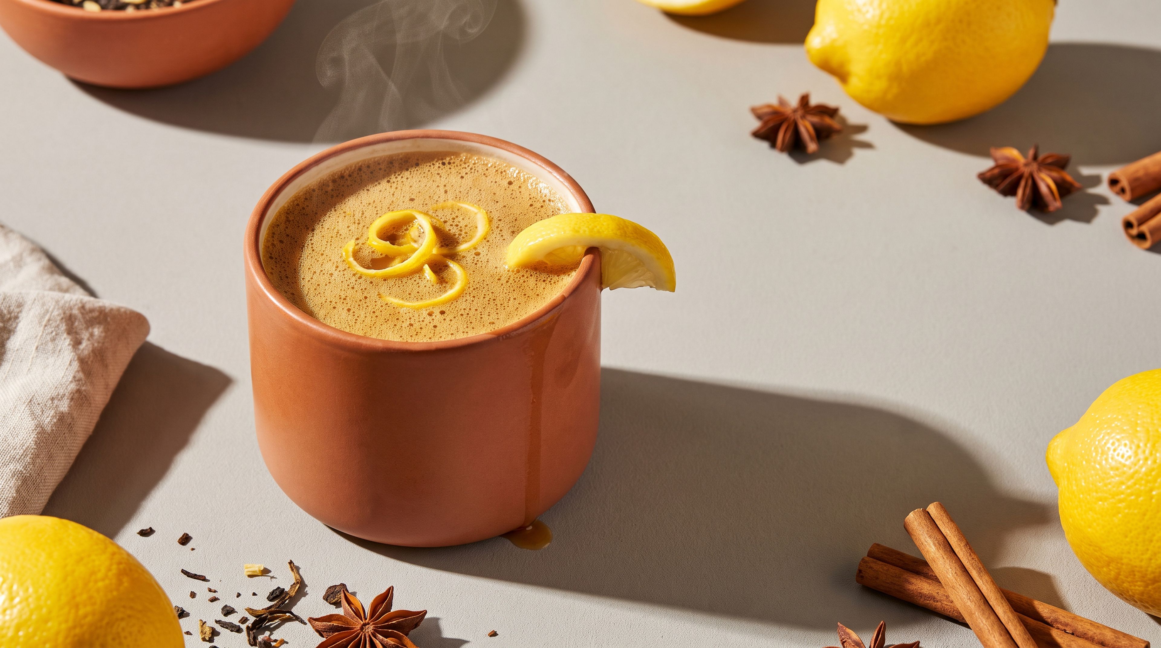 Zitronen-Chai-Latte: Ein würziges Heißgetränk für kalte Tage