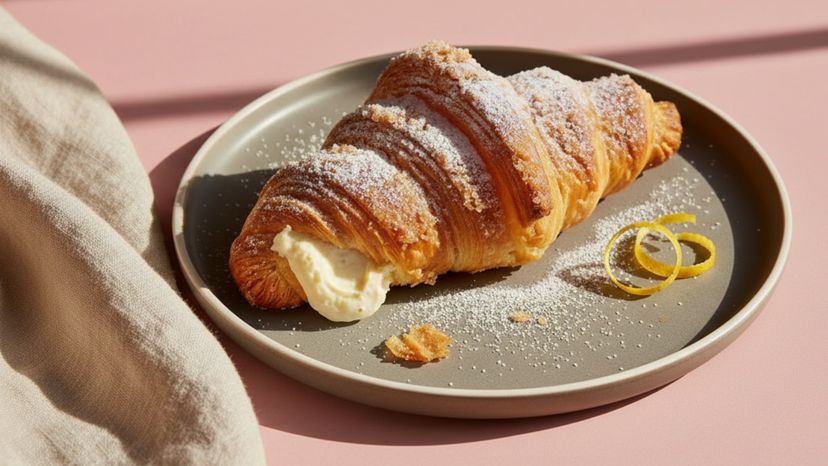 Knusprige Blätterteig-Croissants mit cremiger Zitronen-Cheesecake-Füllung