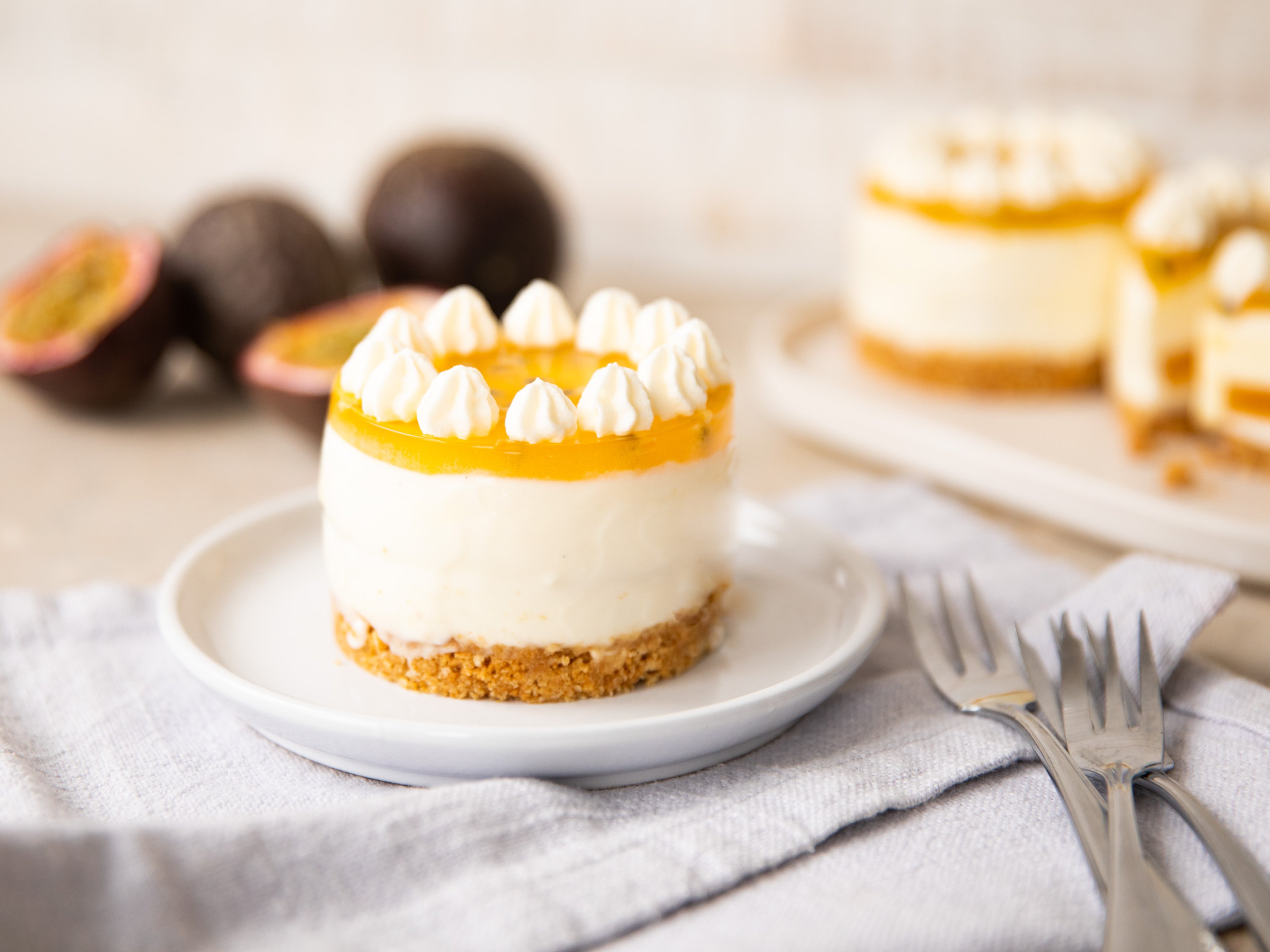 Mini passion fruit cheesecakes