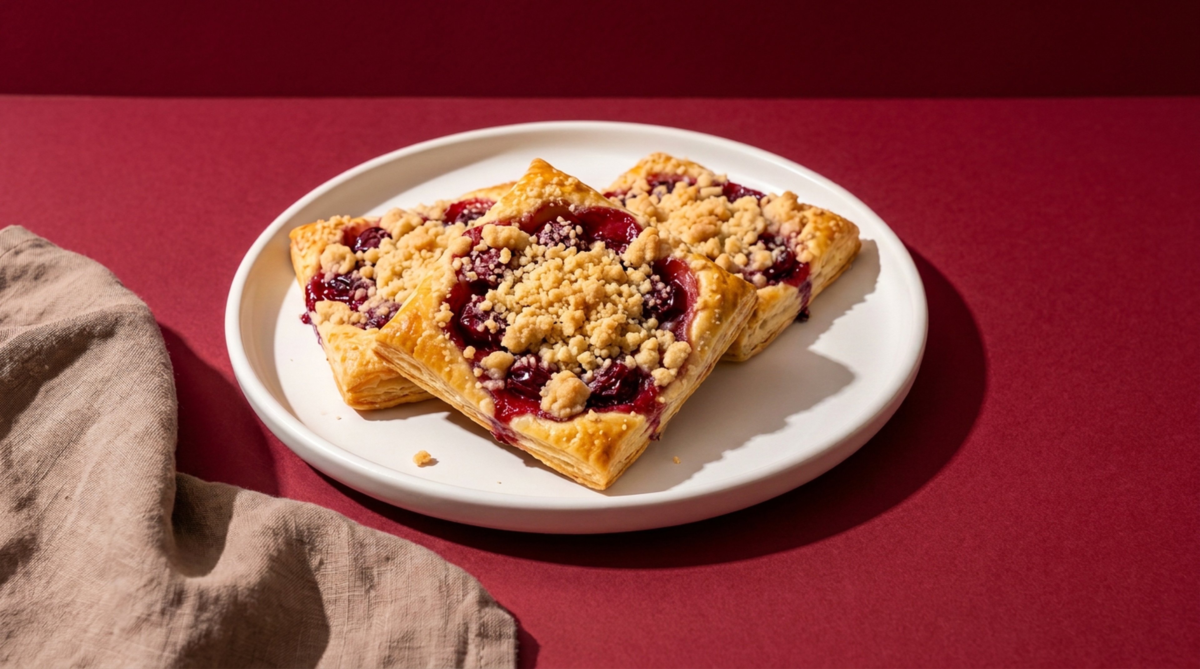 Fruchtige Kirsch-Streuselteilchen mit Blätterteig