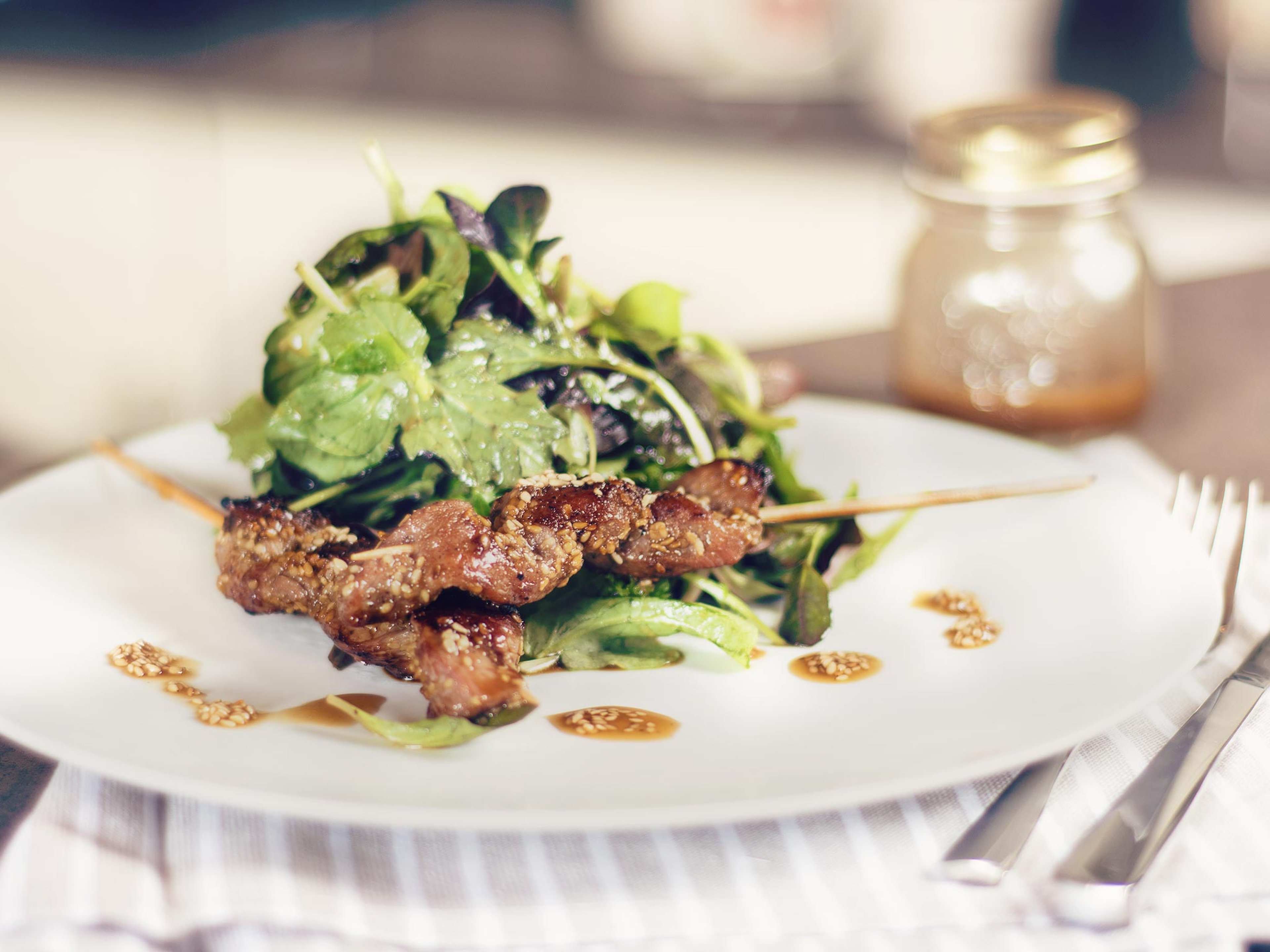 Duck breast skewers with Asian marinade