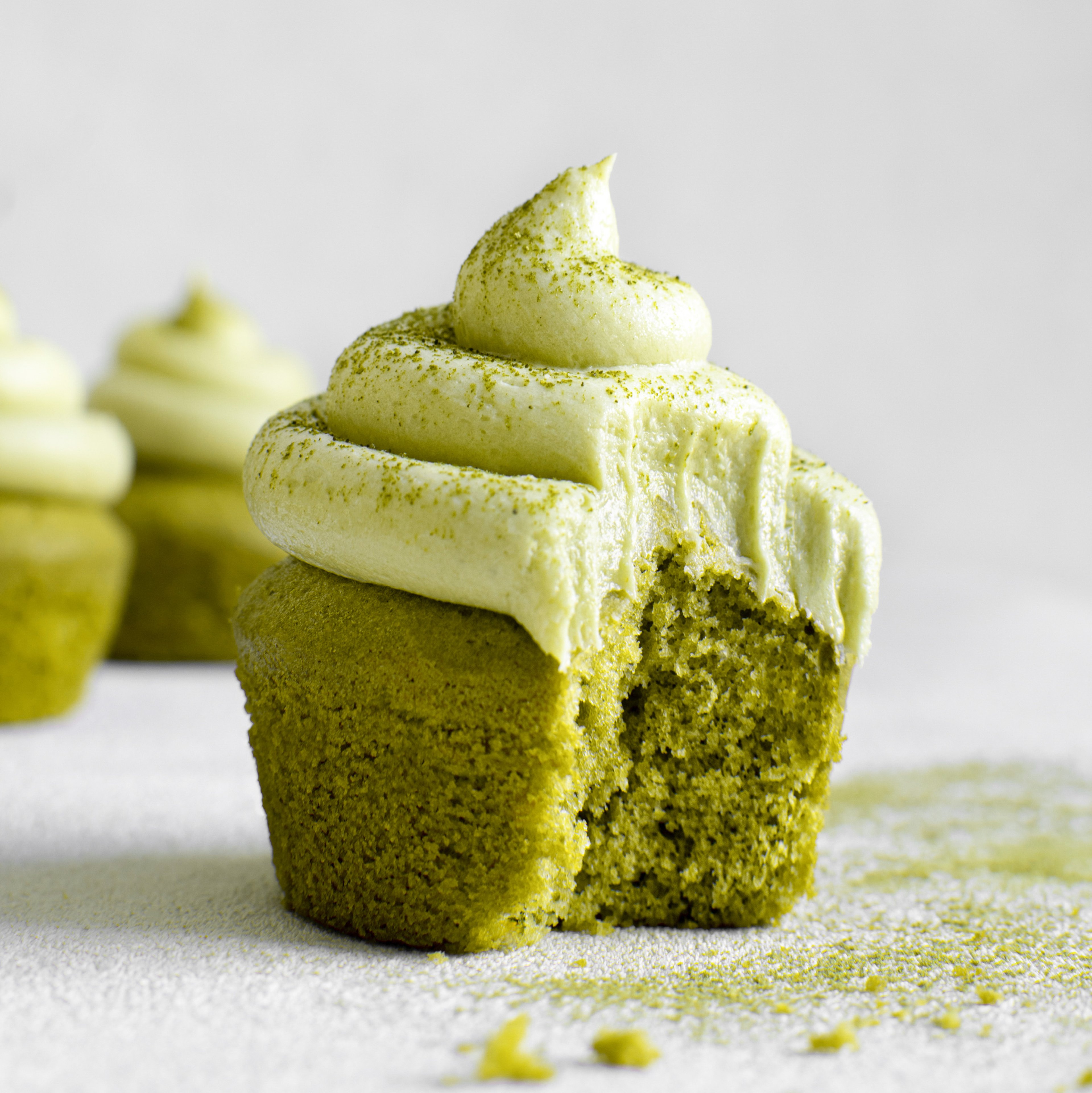 Matcha cupcakes with matcha buttercream